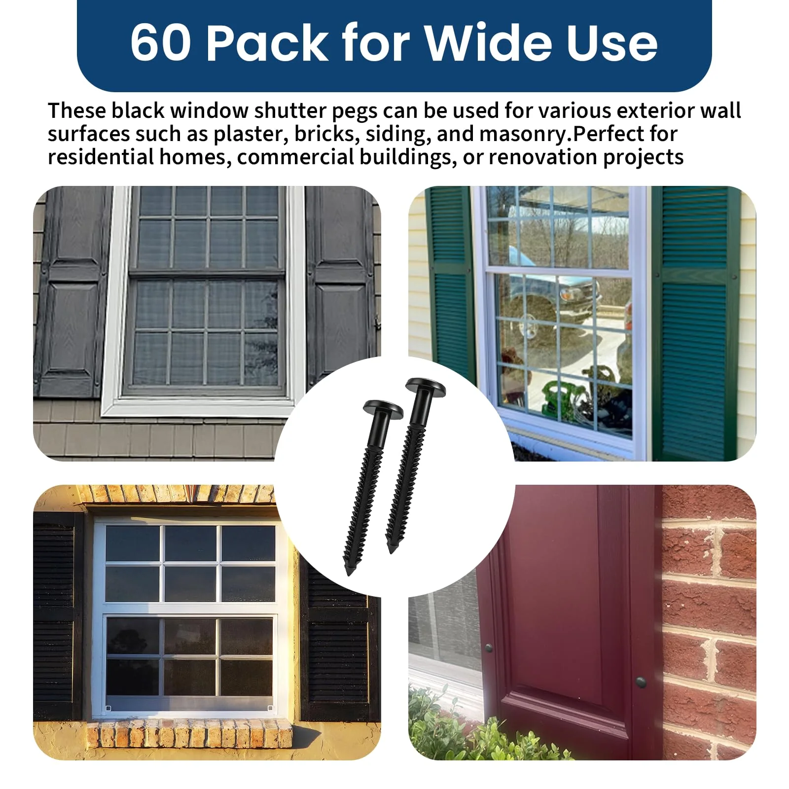 60 Pcs 3 Inch Vinyl Shutter Fasteners Heavy-Duty Shutter Loks for Exterior Decorative Shutters, UV-Resistant & Rustproof Peg Lok Pins with Enhanced Grip for Vinyl/Aluminum/Wood Shutters - Image 6