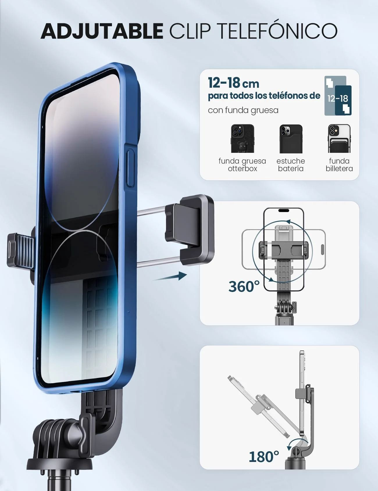 60" Phone Tripod & Selfie Stick Tripod with 2 Lights,Wireless Phone Selfie Stick Tripod Compatible with 4''-7'' iPhone/Android Samsung Smartphones Selfie Stick for Travel Video Record Vlog Black - Image 5