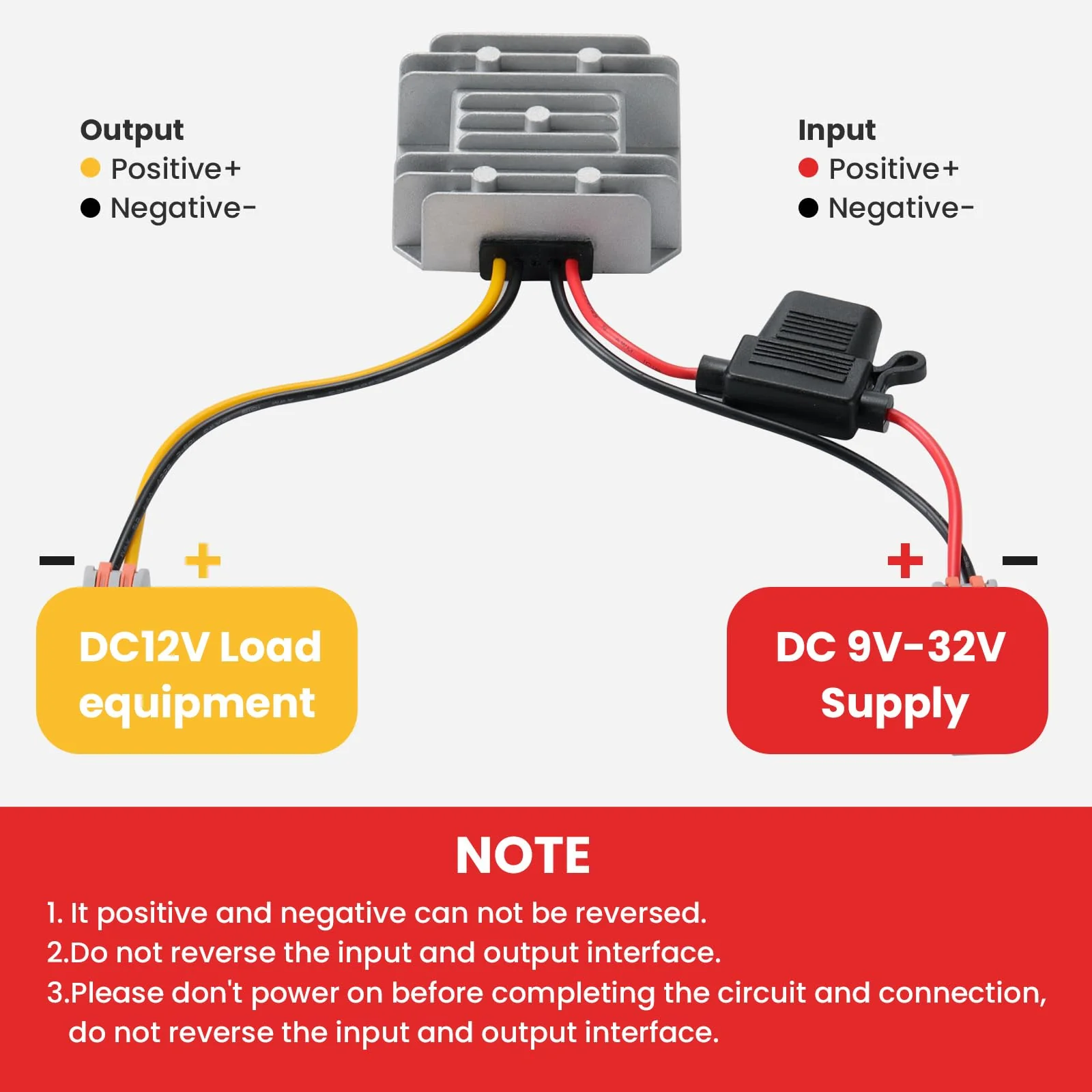 60W DC-DC Buck Converter 9V-32V to 12V 5A, Waterproof Car Power Supply, Voltage Regulator for CCTV, Solar Panel, RV, Truck, Audio System Gray-DC 9-32V to 12V 5A - Image 5