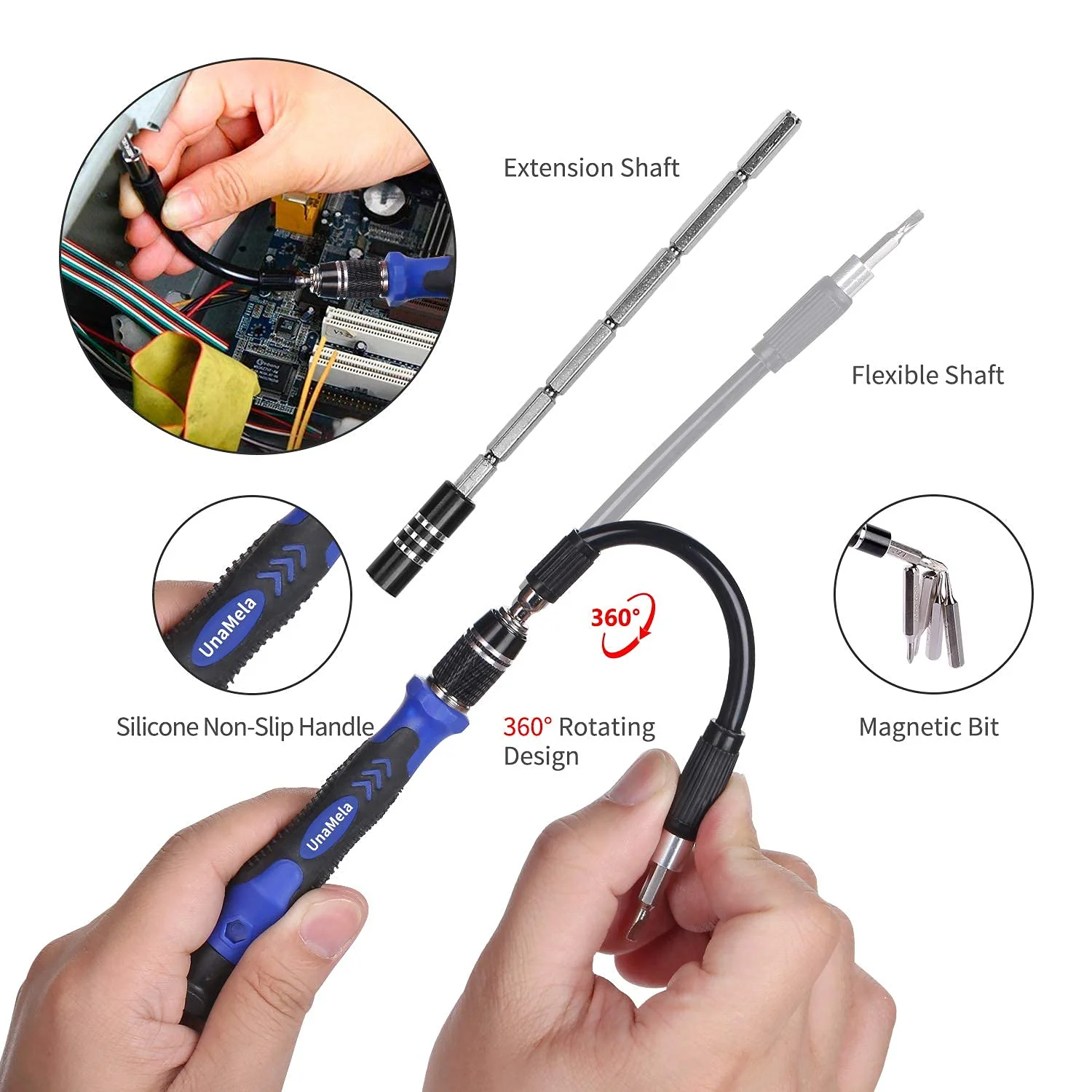 61 in 1 Professional Computer Repair Screwdriver Set, Precision PC, Laptop Repair Tool Kit, with 56 Magnetic Bit and Flexible Shaft, Suitable for Macbook, Tablet, PS4, Xbox Controller Repair - Image 3