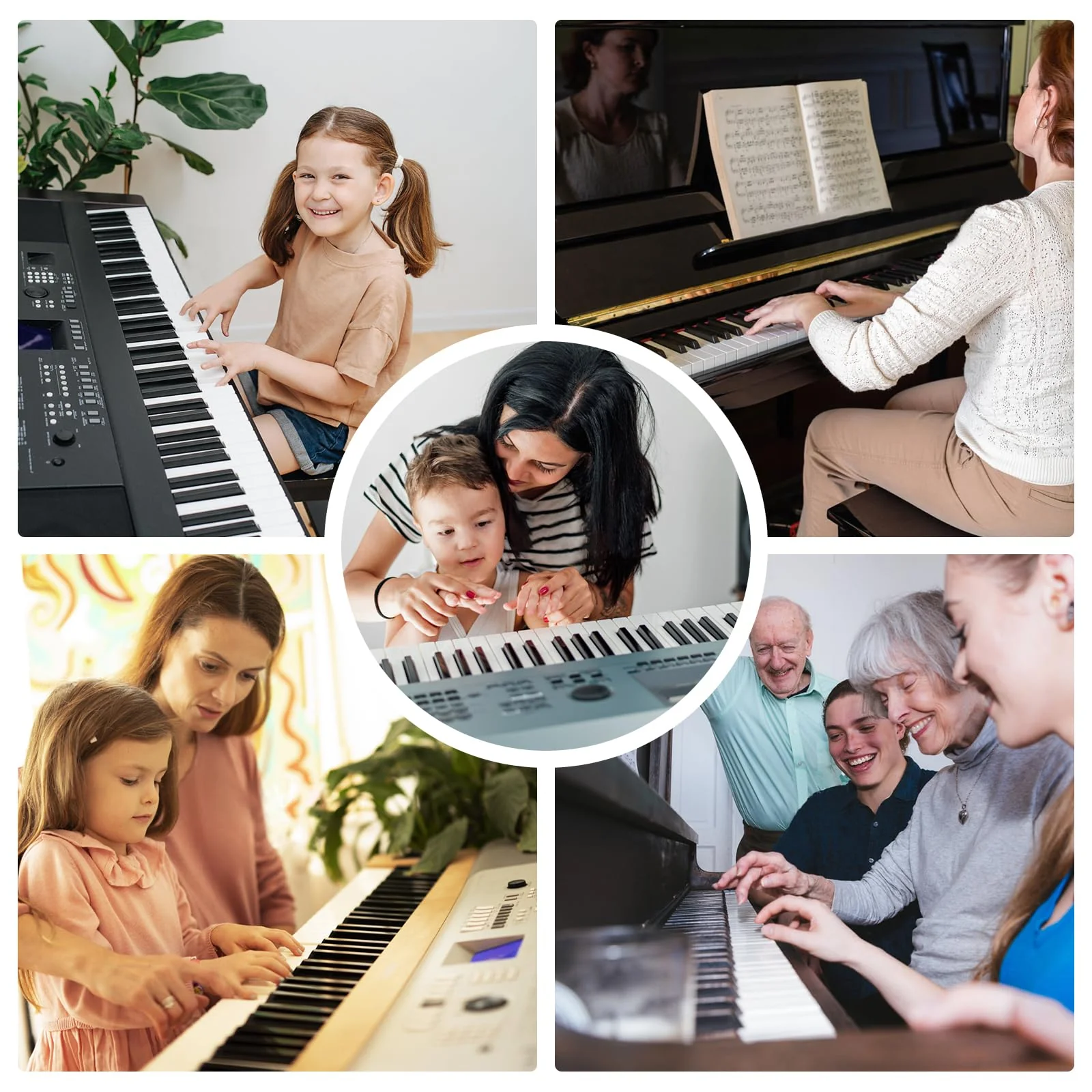 61 Keyboard Notes Guide with Black Keys Semitones,Non-Sticky Electric Piano Stickers with Dust Cover and Box,Easter Basket Stuffers-Color Double Spines 61-color - Image 8