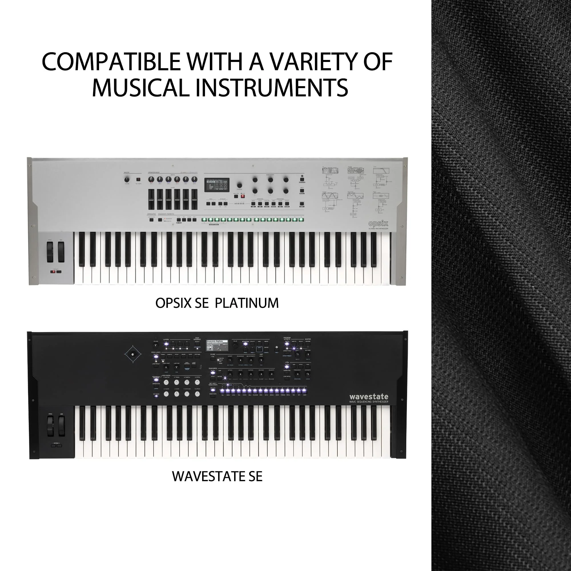 61 keys synthesizer dust cover, compatible with KORG opsix SE Platinum, KORG wavestate SE,Premium Chinlon Anti-scratch and dustproof, Soft Touch & Fitted design - Image 6