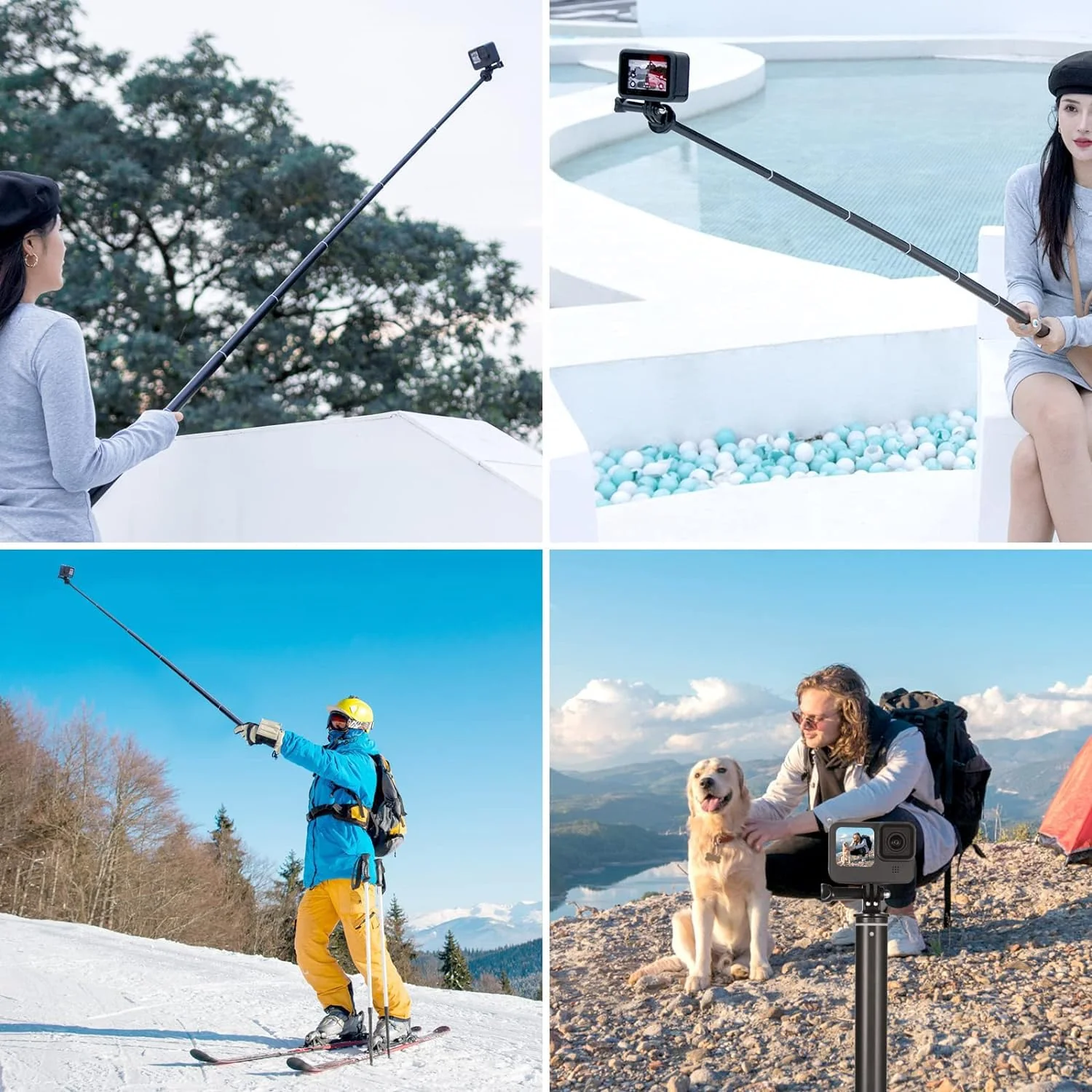 63inch Extension Selfie Stick for INSTA360 for Action Camera Hero 13 12 11 10 9 8 7, Insta Insta360 One X2 X One R EVO Action Cameras, Smartphone Gimbal Extension Pole for Sports Cam, Black 63inch Extension Pole for Action Camera - Image 2