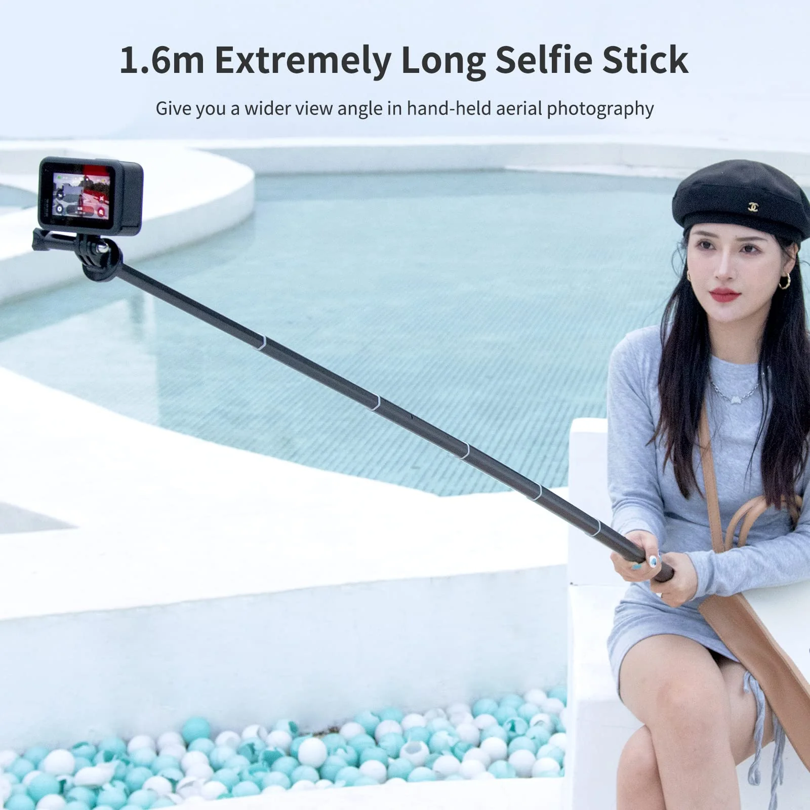 63inch Extension Selfie Stick for INSTA360 for Action Camera Hero 13 12 11 10 9 8 7, Insta Insta360 One X2 X One R EVO Action Cameras, Smartphone Gimbal Extension Pole for Sports Cam, Black 63inch Extension Pole for Action Camera - Image 6