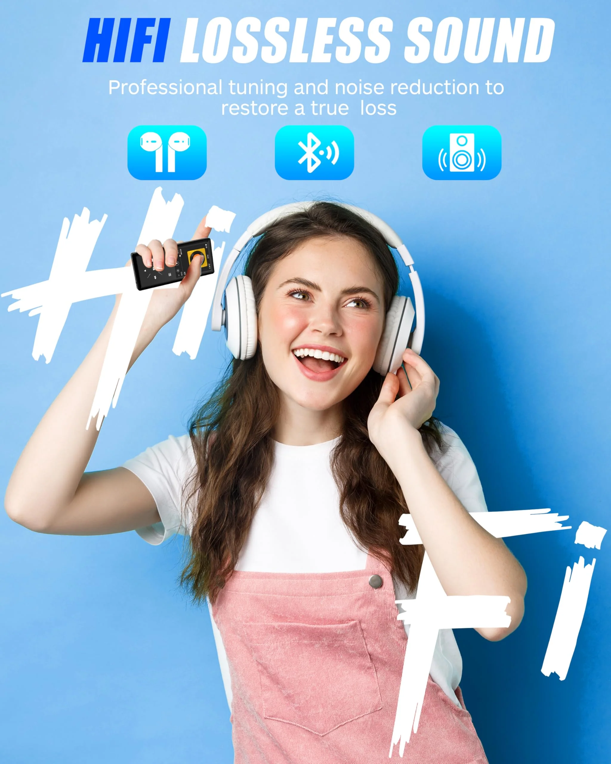 64GB Bluetooth MP3 Player - 2.4" Screen Portable HiFi Mp3 Player with Built-in Speaker, MP3 Music Player with Voice Recorder, FM Radio, Touch Buttons,Support up to 256GB SD Card - Image 5