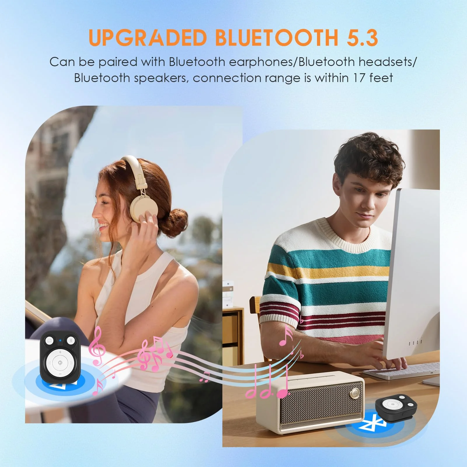 64GB Clip MP3 Player with Bluetooth 5.3: 15 Hrs Battery Mini Music Player, Earphones Included, 1000+ Songs Storage, No Phone Needed, Portable MP3 Players for Kids, Sports, Reading, Learning, Meetings 64GB Black - Image 3
