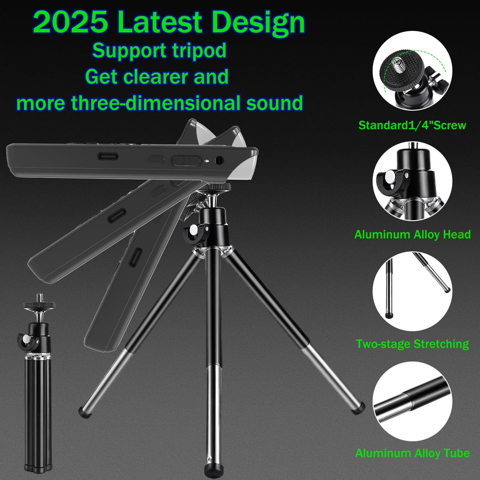 64GB Digital Voice Activated Recorder for Lectures&Meetings,Phone Connected via OTG,4640 Hours Audio Recorder with Tripod Stand,Recording Device with Playback,MP3 Player,Password,Variable Speed - Image 2