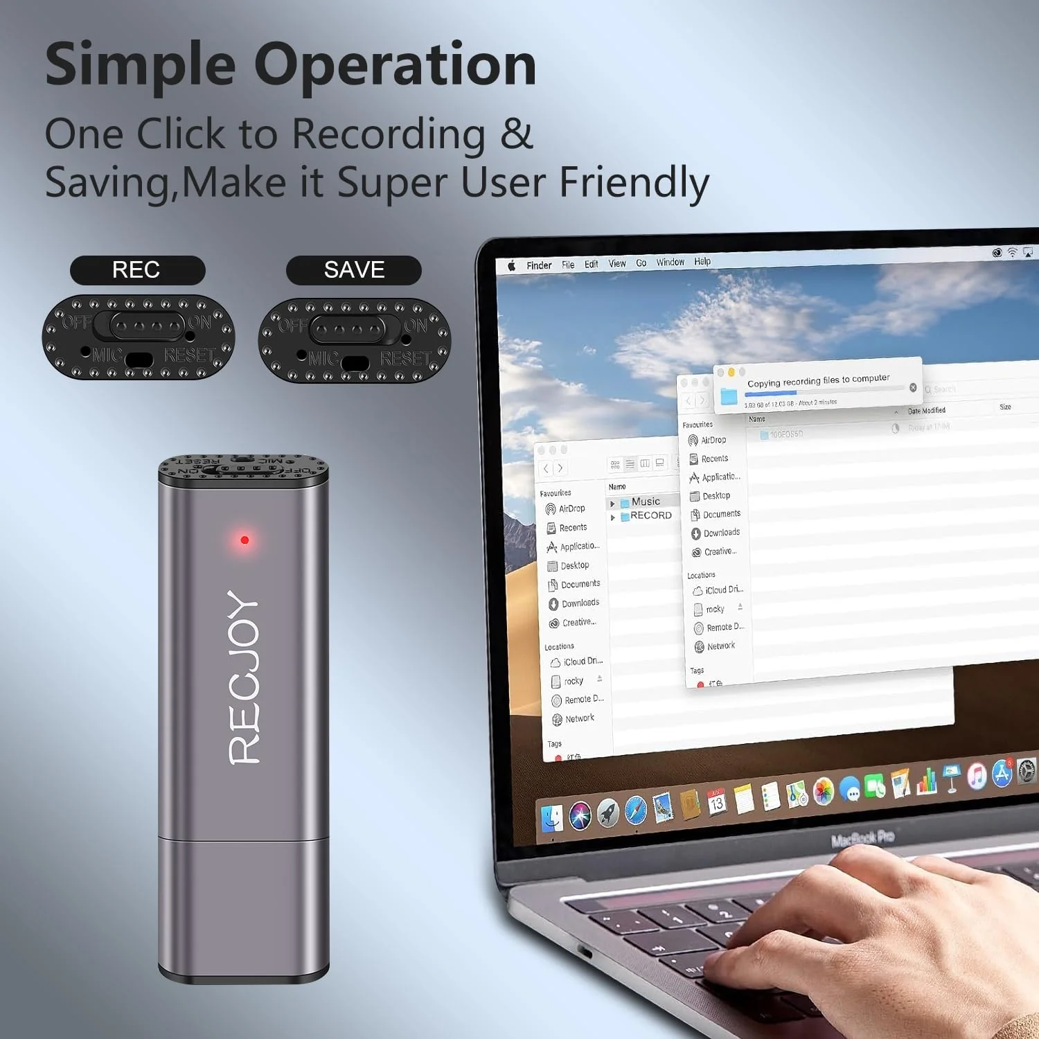 64GB Digital Voice Recorder USB Recording Device with 750Hrs Storage Capacity Voice Activated Recorder,Audio Recorder for Lectures Interview,Noise Reduction Rechargeable - Image 3