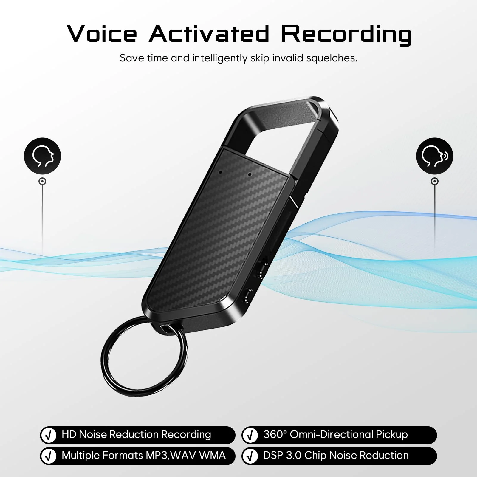 64GB Digital Voice Recorder with Playback - HD Noise Reduction Tape Voice Recorder with MP3 Player Activated Voice Recorder with 800 Hours Recording Time for Interviews/Meetings/Courses 64GB - Image 3