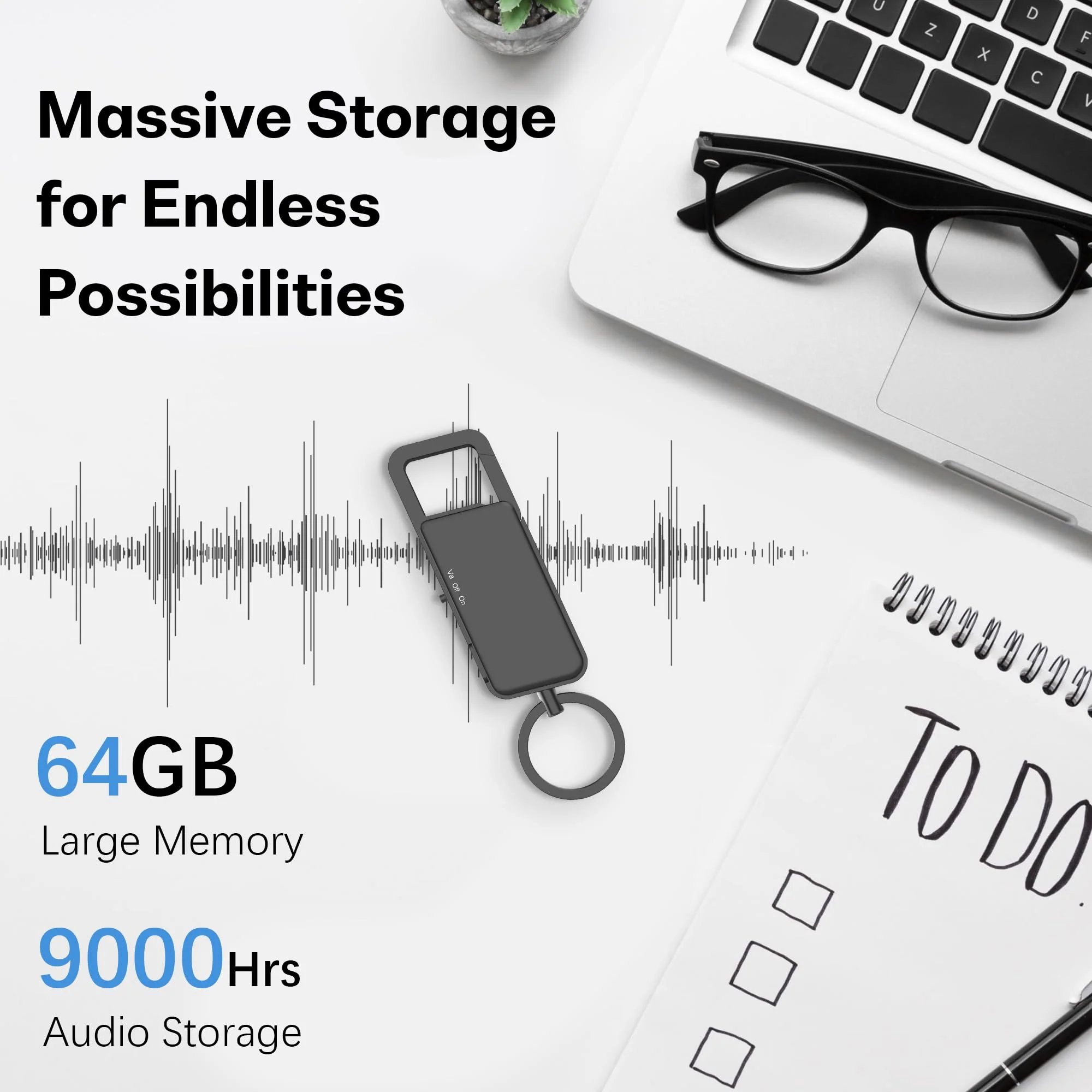 64GB Digital Voice Recorder with Playback – Portable Audio Recorder with Voice Activation, Noise Reduction, Long Battery Life – for Lectures, Meetings, Notes, Interviews - Image 4