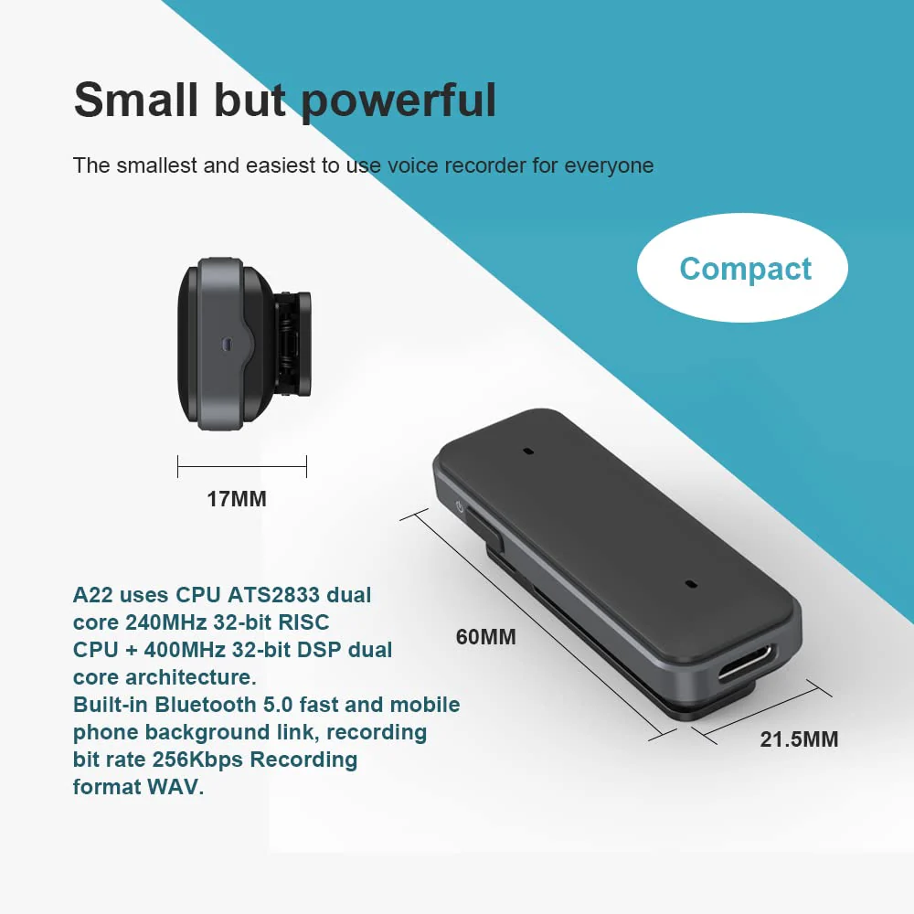 64GB Digital Voice Recorder, ZAQE Activated Recorder Voice Recorder with Playback Function USB Rechargeable Recorder Suitable for lectures, Meetings, interviews, Mini recorders - Image 2