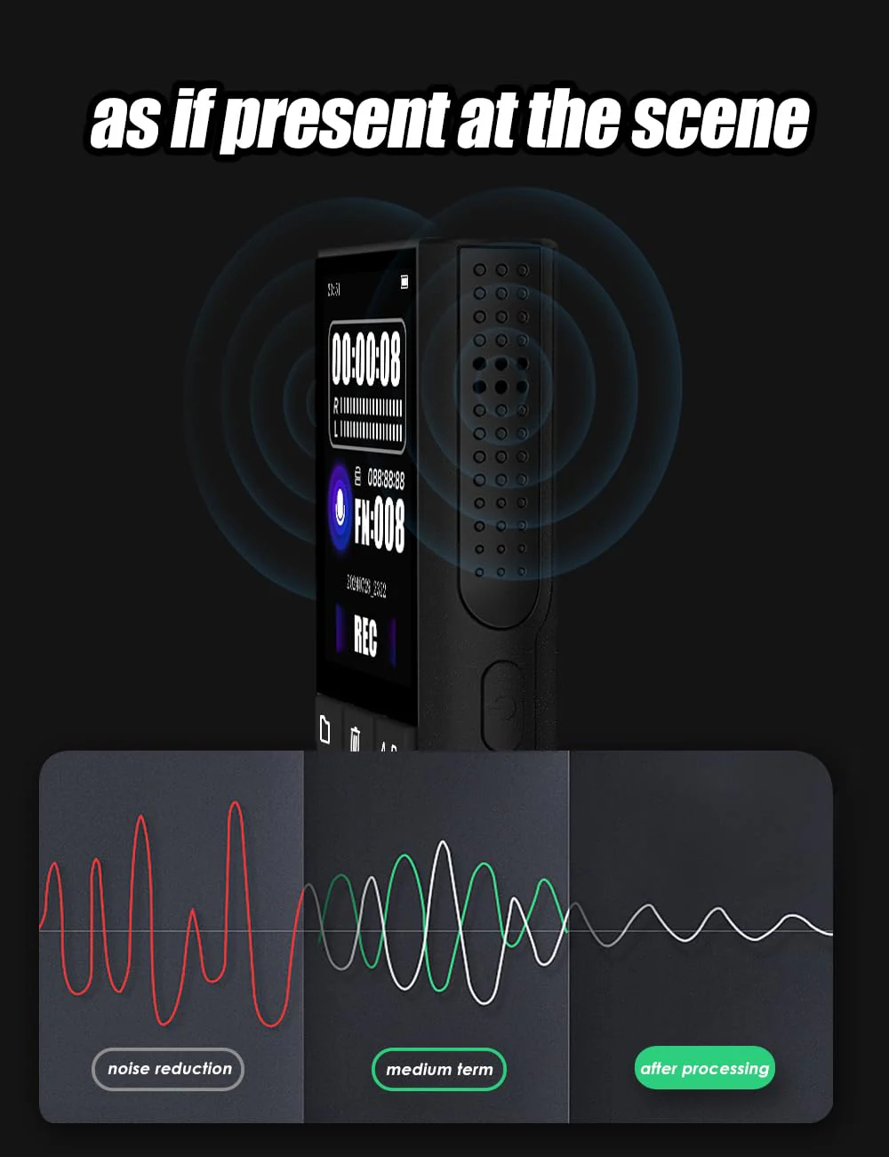 64GB Jaswill Digital Voice Recorder with Playback Long Battery 2-inch Screen MP3 Audio Recording for Meetings Lectures and Interviews Portable USB Recording Device with Voice Activation - Image 3
