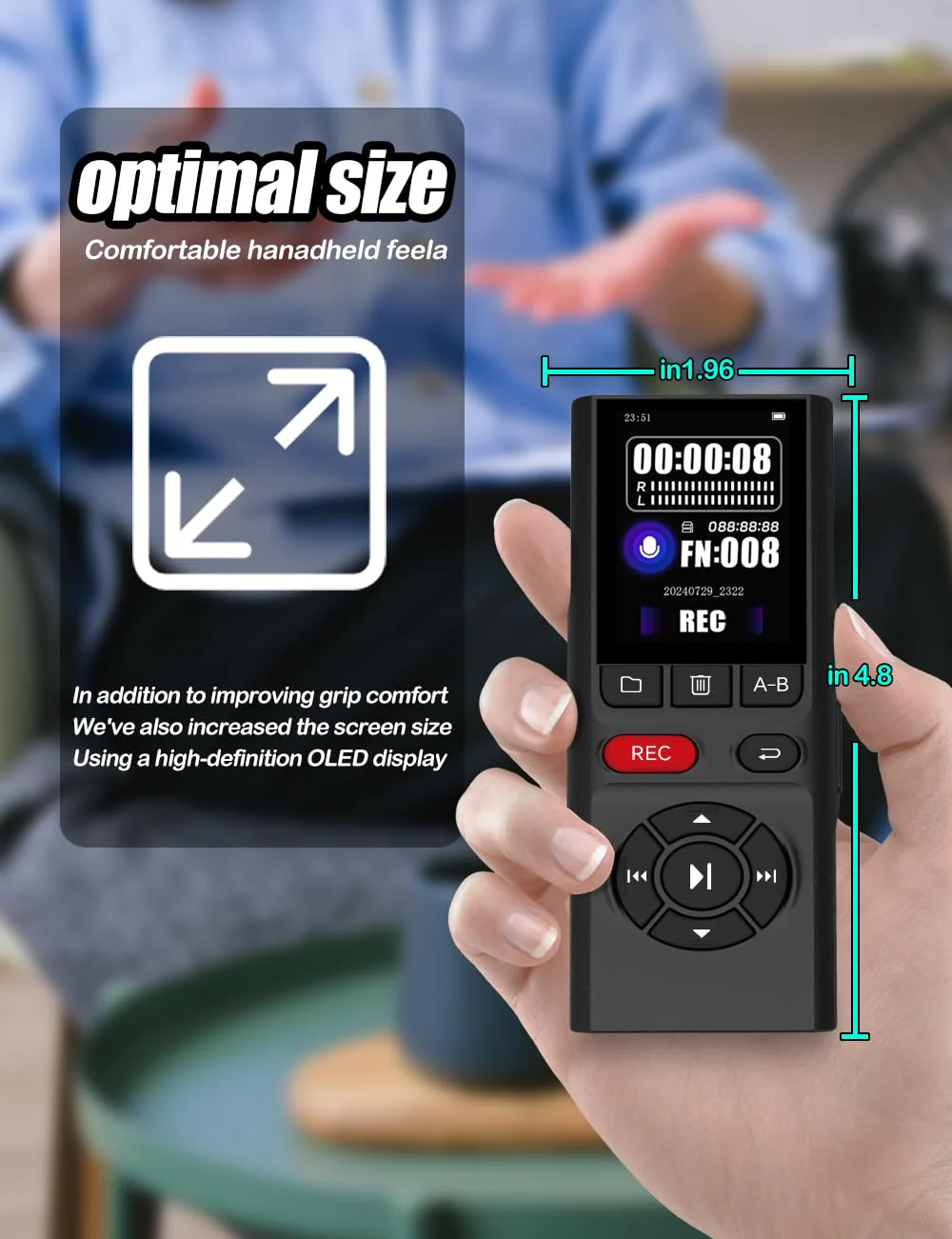 64GB Jaswill Digital Voice Recorder with Playback Long Battery 2-inch Screen MP3 Audio Recording for Meetings Lectures and Interviews Portable USB Recording Device with Voice Activation - Image 5