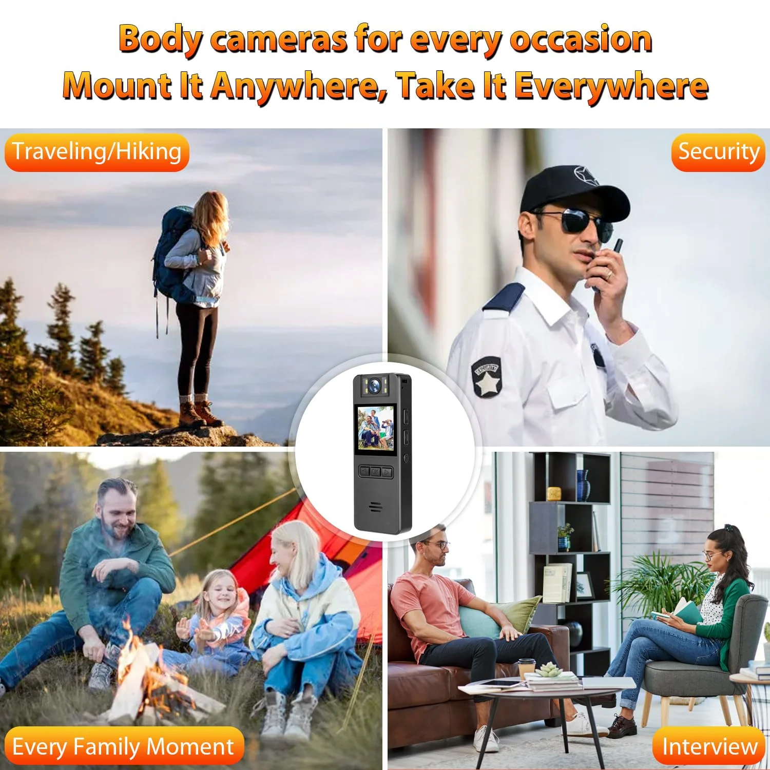 64GB Mini Body Cam,1080P Video Camera with 180° Rotating Lens,120° Wide Angle,Audio and Video Recording, Portable Compact Personal Camera Personal Civilians, Police Law Enforcement - Image 5