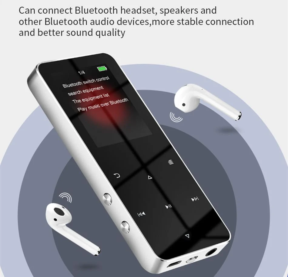 64GB MP3 Player with Bluetooth 5.0 2.0 inch Screen Touch Button Portable Hi-Fi Lossless Music Player Speaker with FM Radio Recorder Alarm Clock Pedometer Wired Headphone Support Card (Black) - Image 6