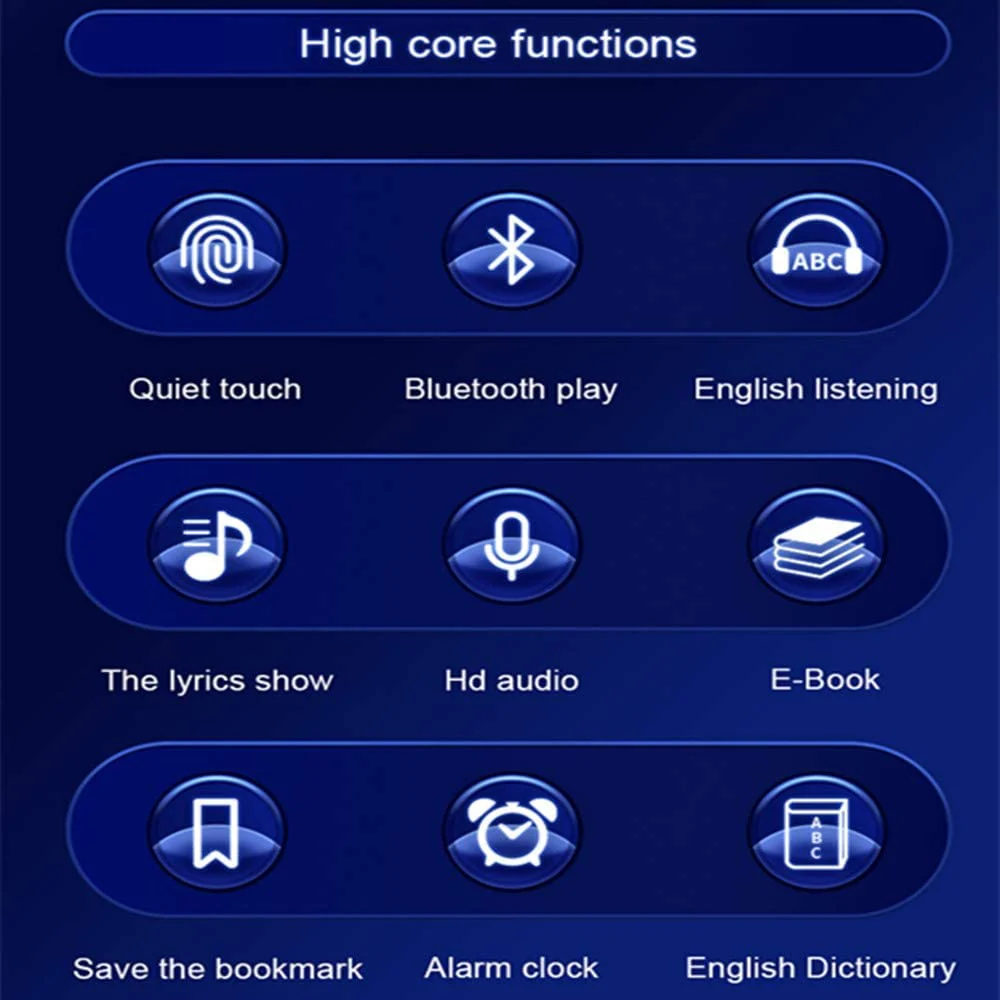 64GB MP3 Player with Bluetooth 5.0 2.0 inch Screen Touch Button Portable Hi-Fi Lossless Music Player Speaker with FM Radio Recorder Alarm Clock Pedometer Wired Headphone Support Card (Black) - Image 7