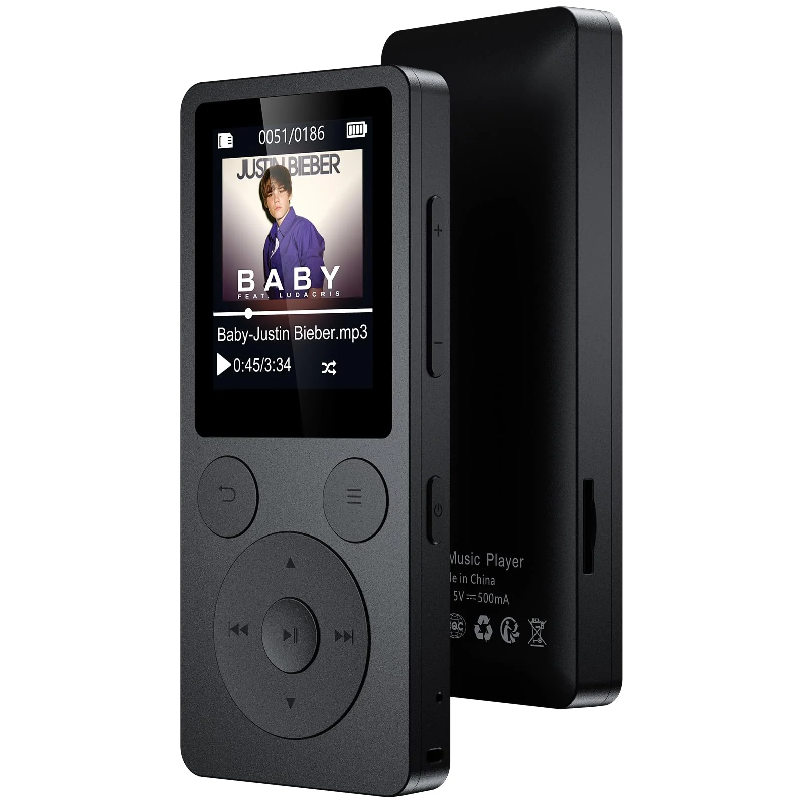 64GB MP3 Player with Bluetooth 5.3 Auto Reconnect, MP3 Music Player with Speaker, 1.8" Screen & Physical Buttons, Voice Recorder, FM Radio, 40H Battery Life, No WiFi, Support 128GB microSD Card Black - Image 9