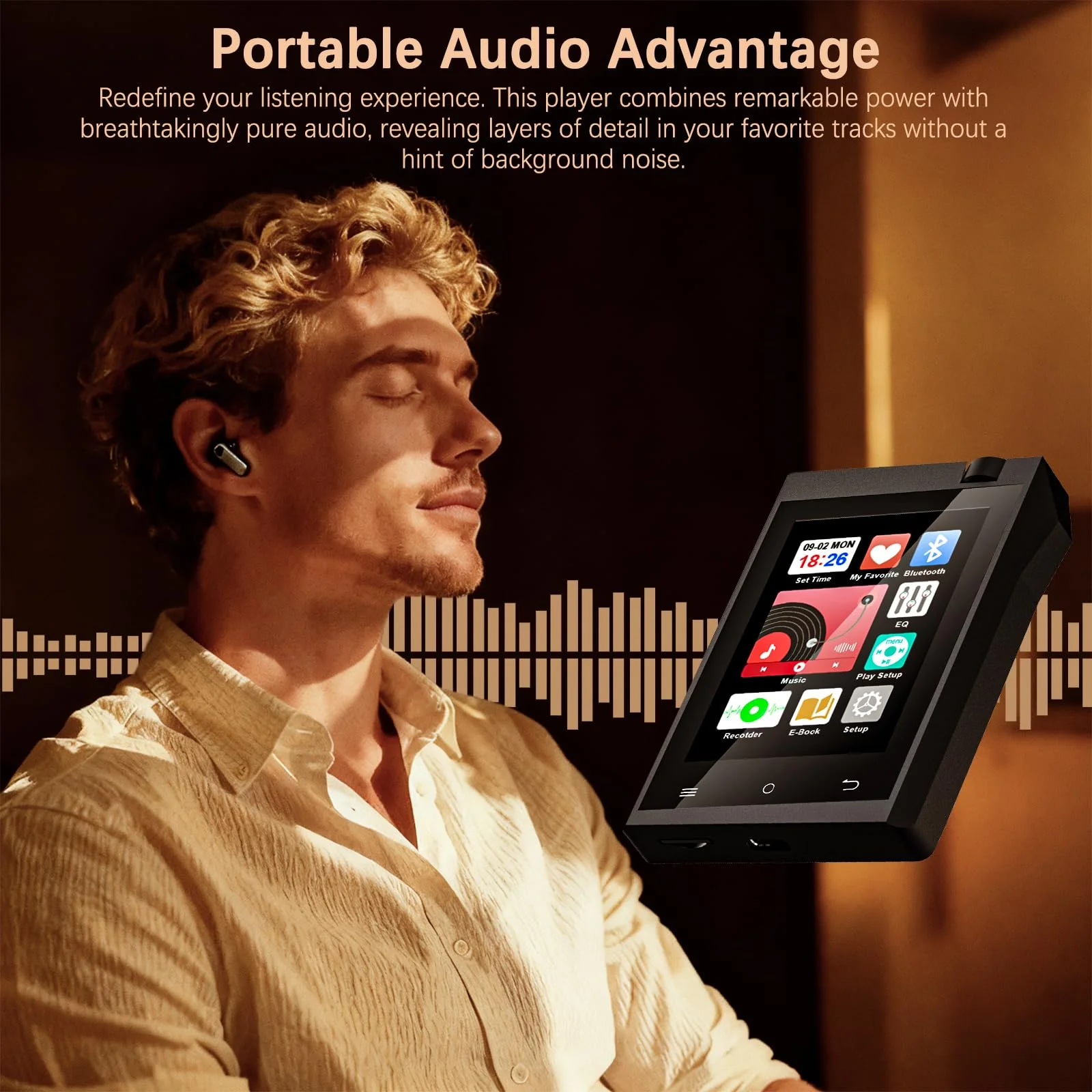 64GB MP3 Player with Bluetooth 5.3, MP3 Player Bluetooth with 2.8'' Touch Screen Digital Music Player with HiFi Sound Voice Recorder, Dual Headphone Jacks, Supports Up to 128GB for Sports Runners MP3 Player M22 64G-Black - Image 3