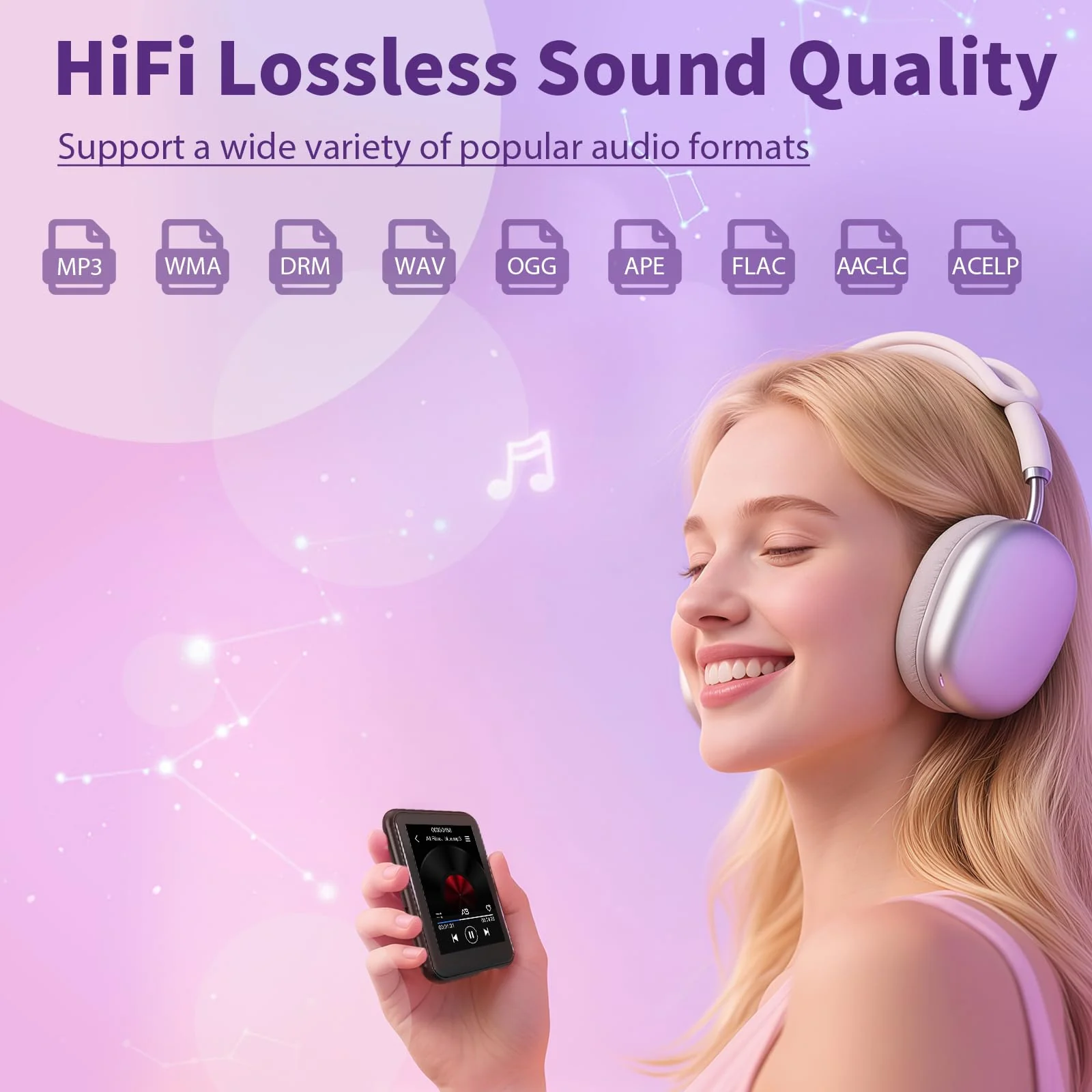 64GB MP3 Player with Bluetooth 5.3, QNGEE 2.4 inch Full Touchscreen Music MP3 for Kids, FM Radio, Voice Recorder, HiFi Sound, E-Book, Earphones Included Black & Orange Case 64GB - Image 4