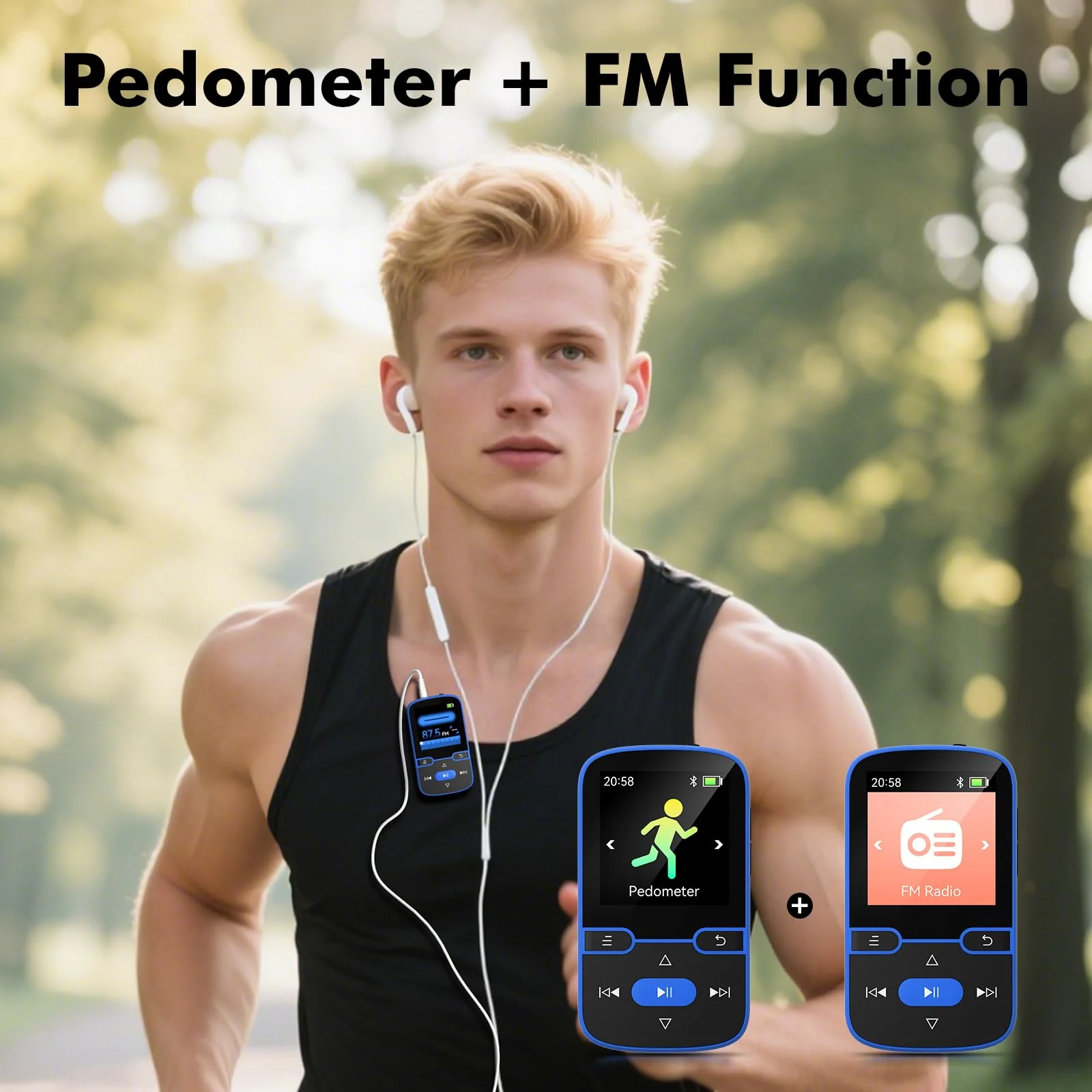 64GB MP3 Player with Clip Bluetooth 5.3 Portable Music Player for Kids with FM Radio, Pedometer, Voice Recorder, Shuffle and Repeat, Weighs Only 28g for Sport and Running, TF Card Up to 128G(Blue) Blue 64GB - Image 8