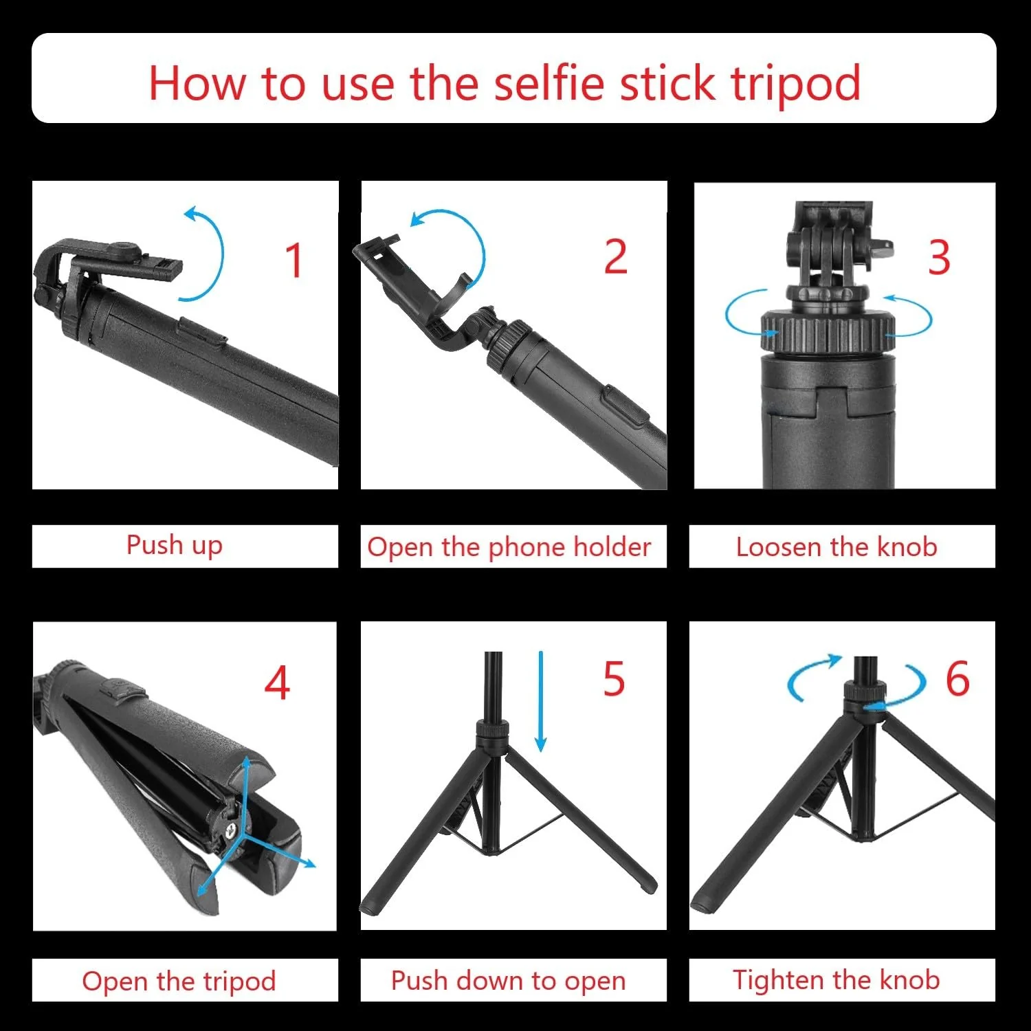 66" Selfie Stick Tripod for Cell Phone & Camera, All in 1 Expandable Phone Tripod with Remote Control and Rotate Phone Holder, Portable Tripod for iPhone/Goproo and Cameras.(black) black - Image 8