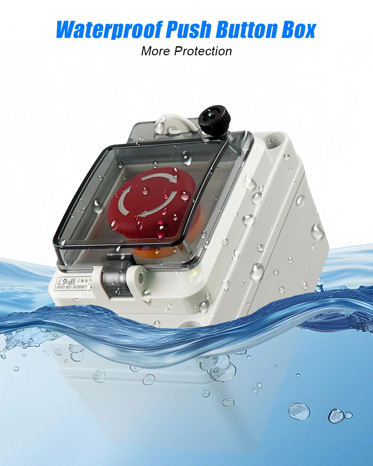 660V 10A Push Button Switch Box, Red Momentary Emergency Stop Button, Shut Off Switch with IP67 Waterproof Protective Cover Red Emergency Stop Only - Image 2
