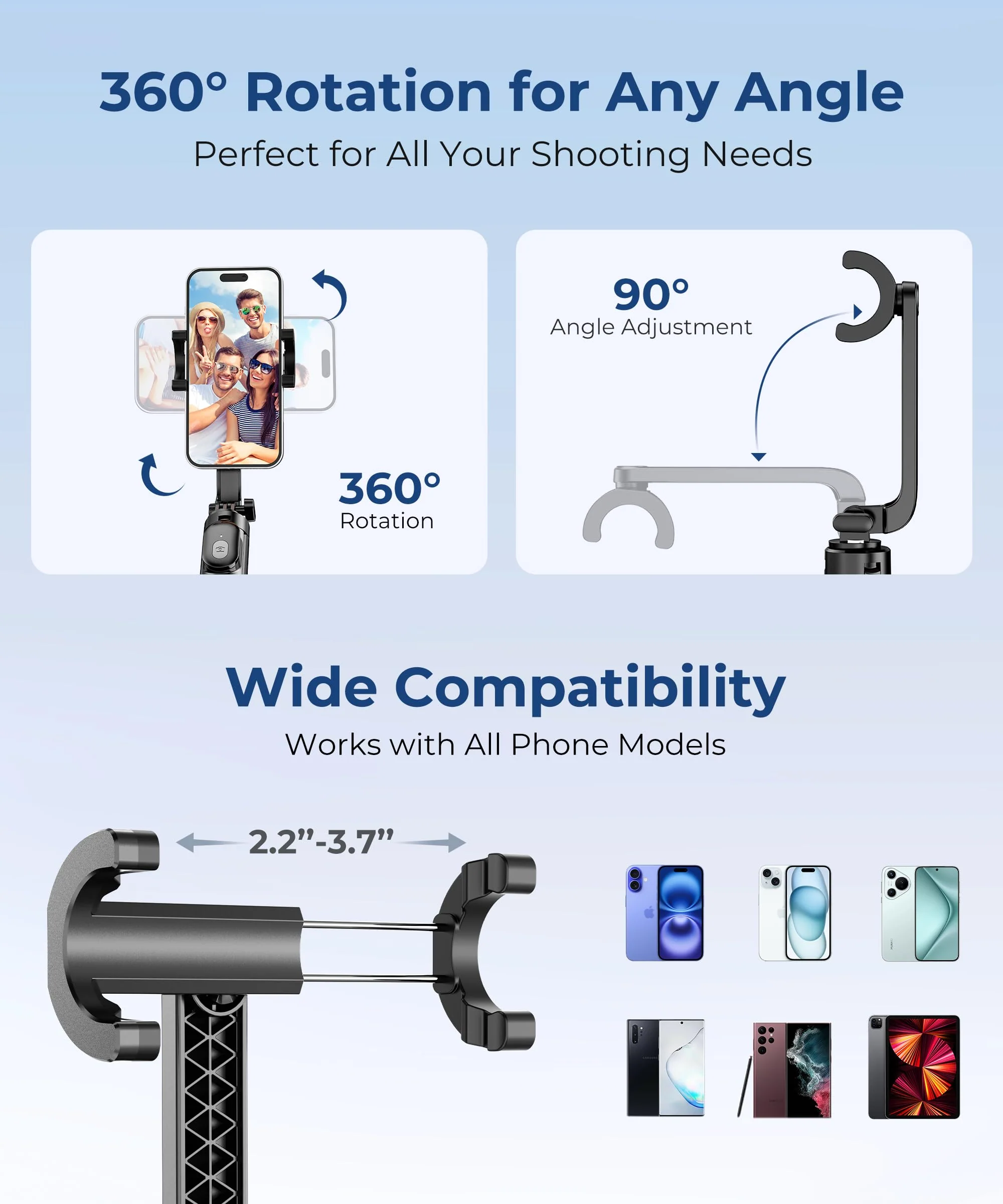 67‘’ Selfie Stick Tripod, Phone Tripod with Wireless Remote Control, Portable Selfie Stick Tripod for Photograph, Live Streaming, Video Recording, Compatible with All Cell Phones - Image 4