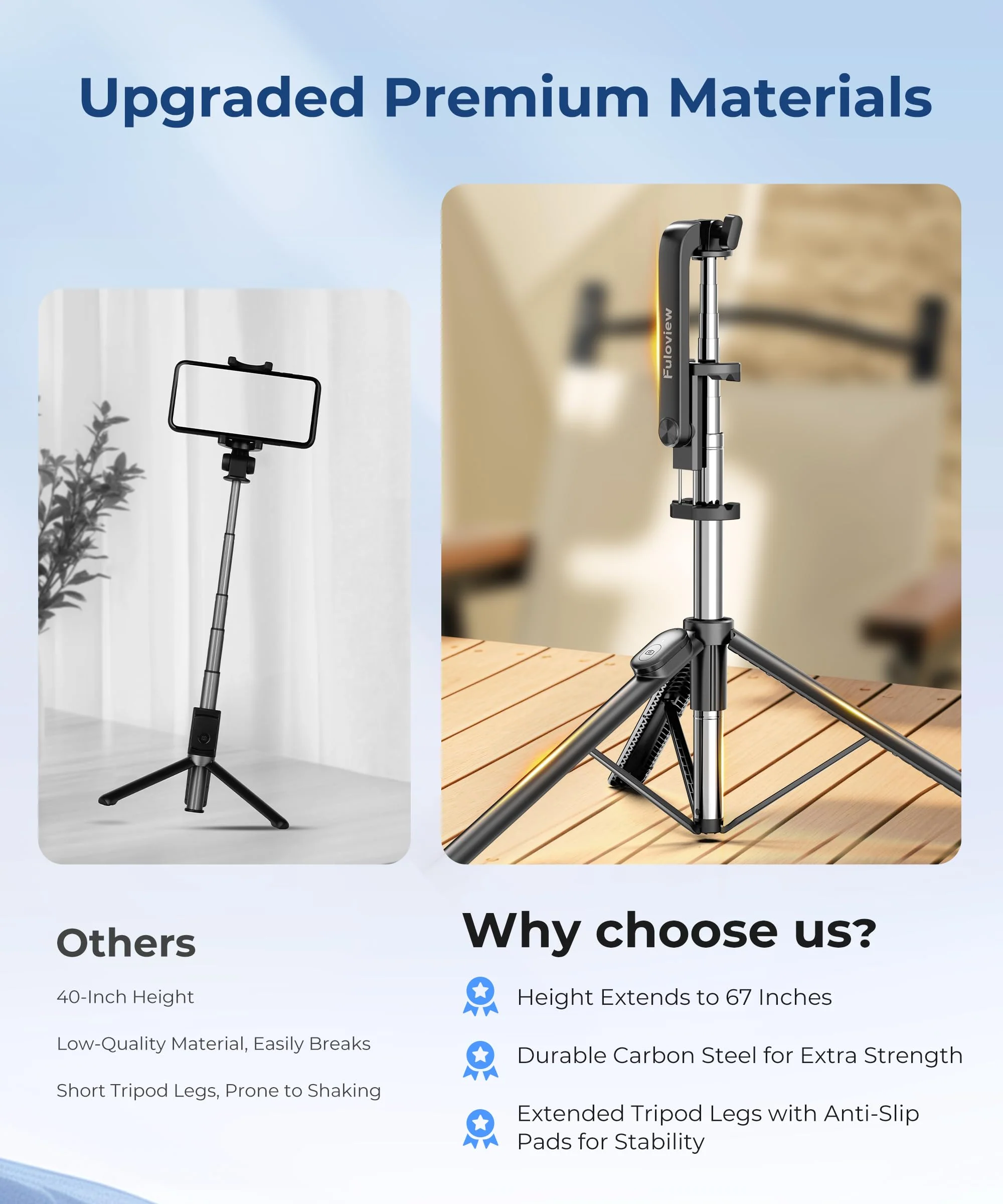 67‘’ Selfie Stick Tripod, Phone Tripod with Wireless Remote Control, Portable Selfie Stick Tripod for Photograph, Live Streaming, Video Recording, Compatible with All Cell Phones - Image 6