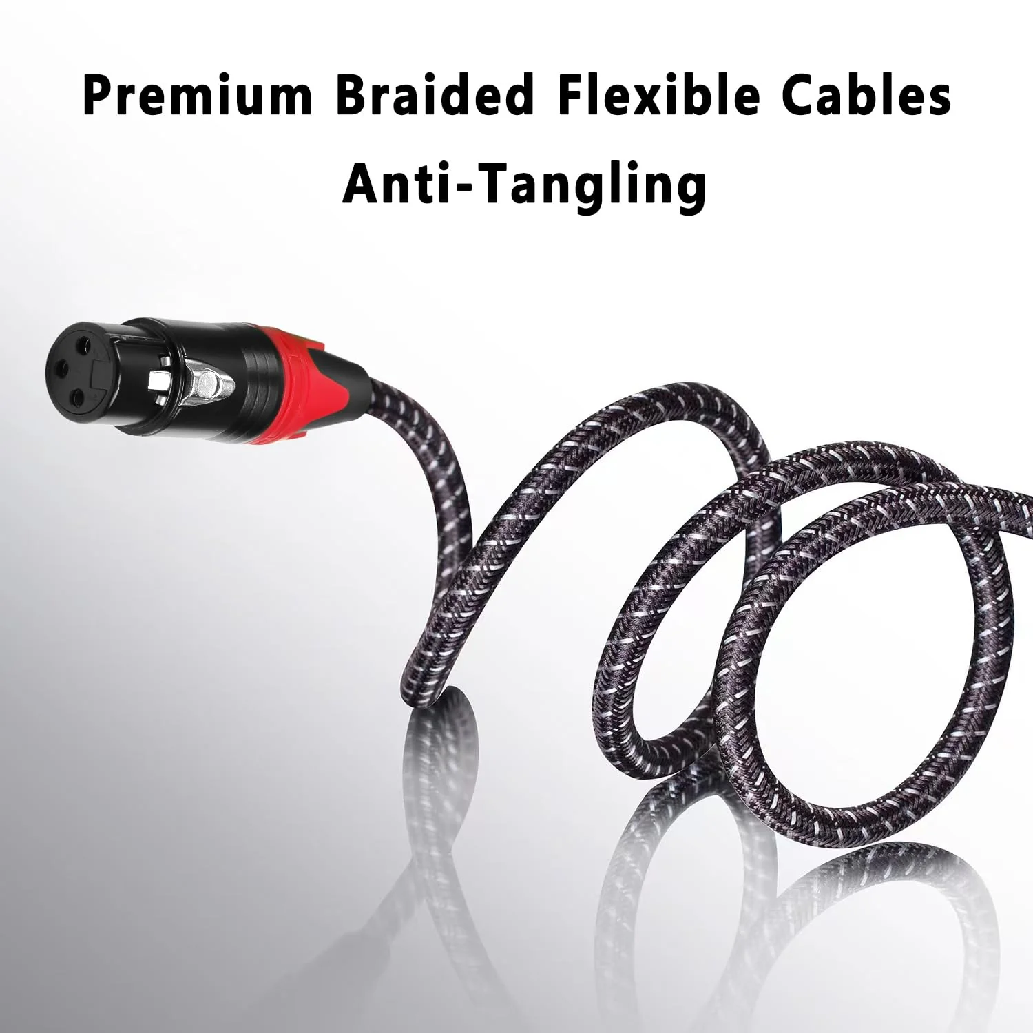 6ft XLR Cables Braided 2 Pack Red Color Coded, Premium XLR Patch Cables Short for Microphone DJ Anti-tangling 2-Pack 6ft (Red) 2-Pack XLR Male to Female - Image 3