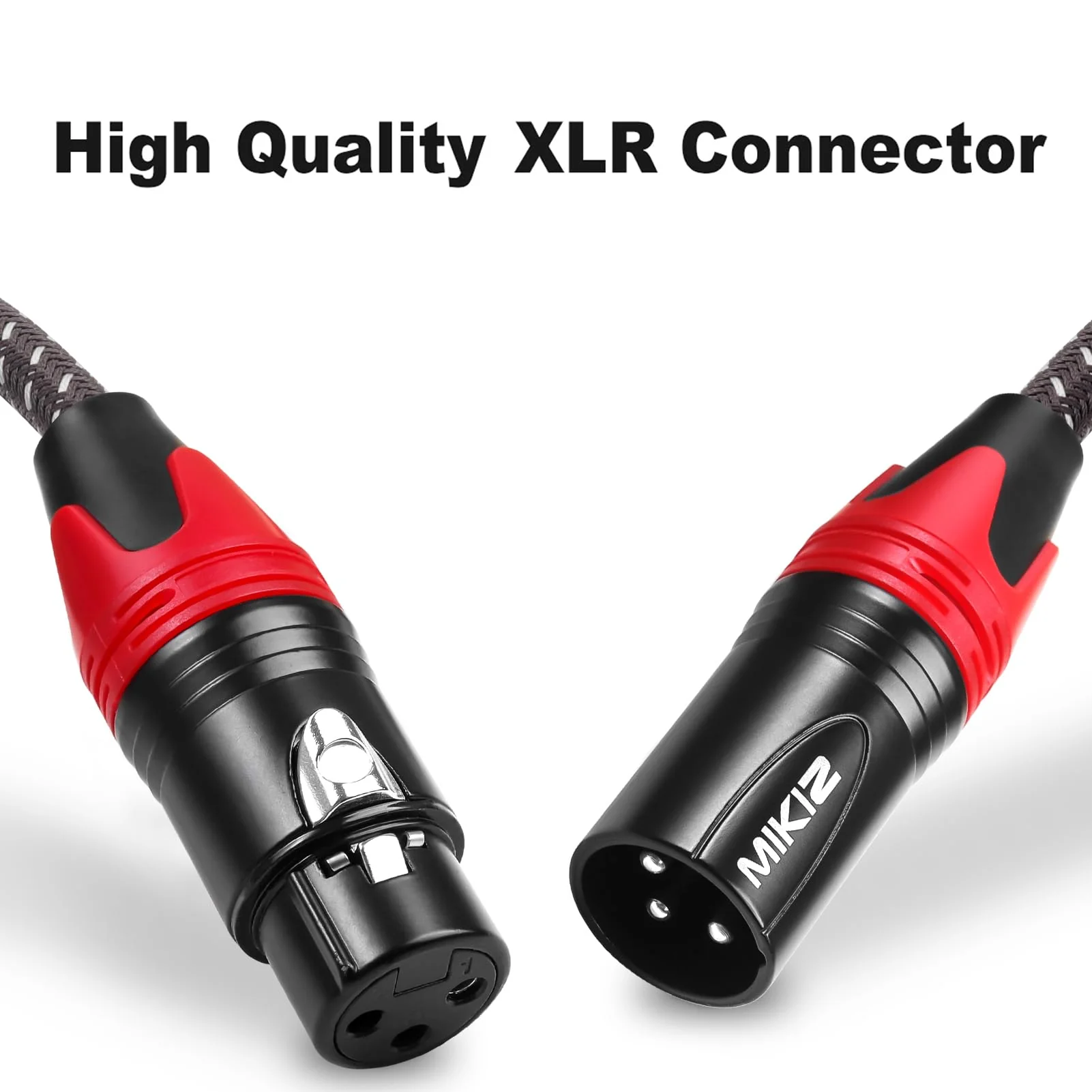 6ft XLR Cables Braided 2 Pack Red Color Coded, Premium XLR Patch Cables Short for Microphone DJ Anti-tangling 2-Pack 6ft (Red) 2-Pack XLR Male to Female - Image 4