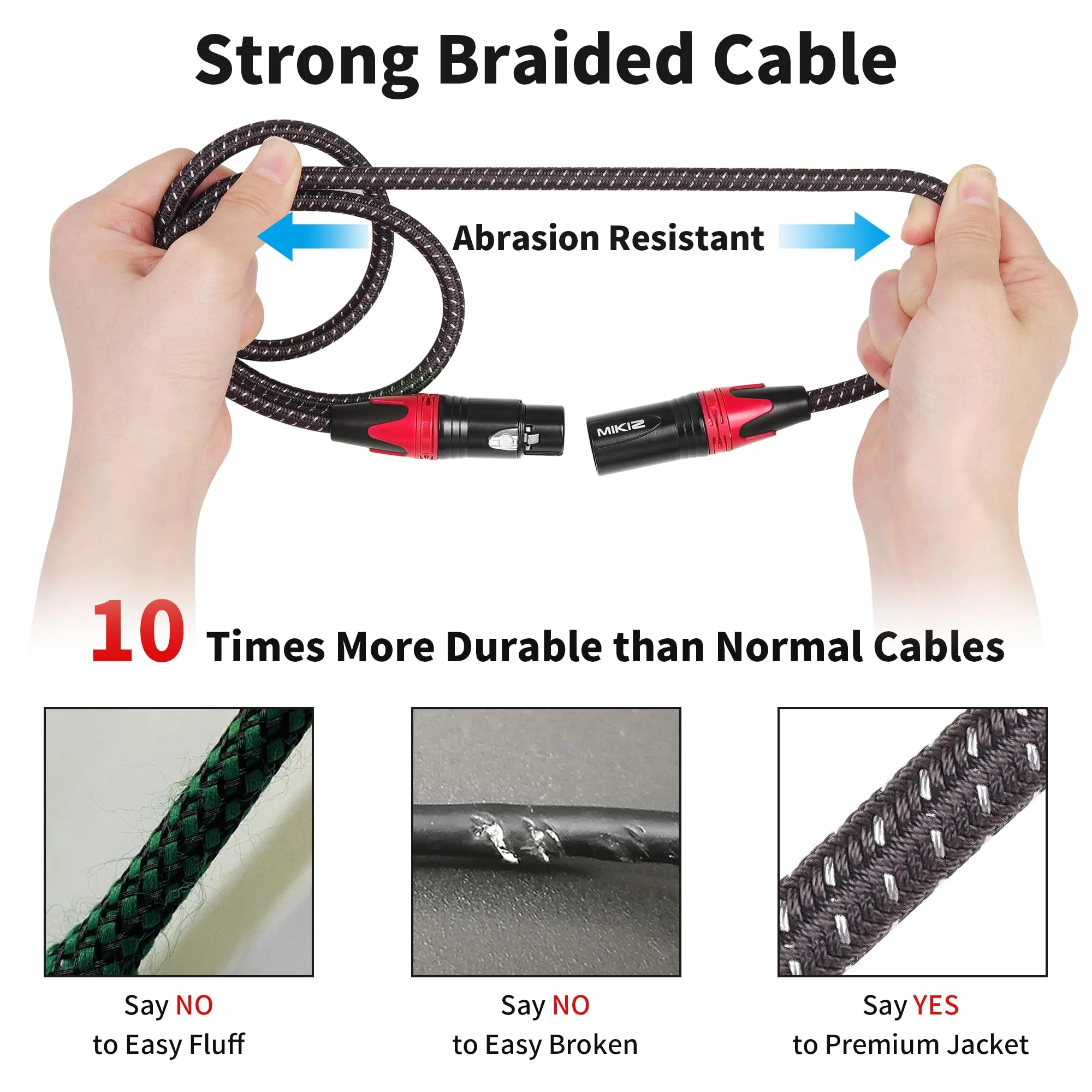 6ft XLR Cables Braided 2 Pack Red Color Coded, Premium XLR Patch Cables Short for Microphone DJ Anti-tangling 2-Pack 6ft (Red) 2-Pack XLR Male to Female - Image 6