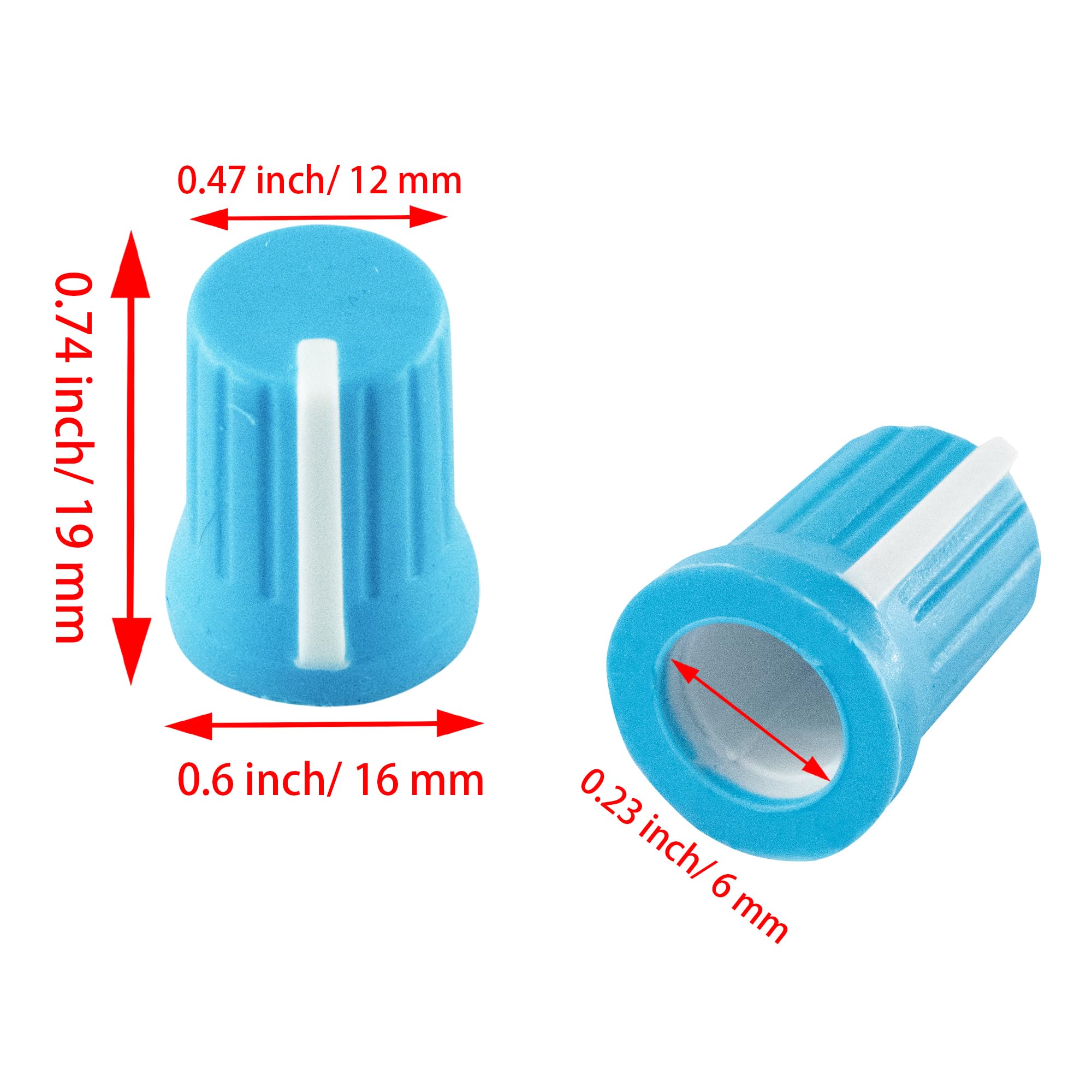 6mm Rubber Potentiometer Control Knobs Pioneer knob DJM Mixer Volume EQ Knobs for Electric Guitar DJ Controller Mixer Console Volume Tone Knobs, 5pcs, Blue 15x19mm-Blue - Image 2