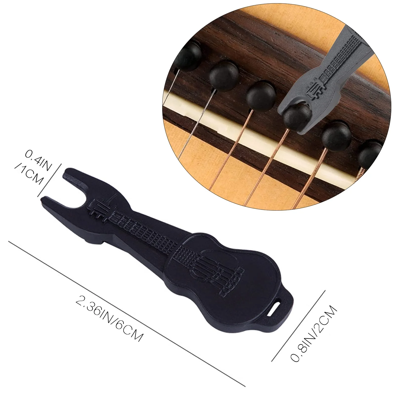 6pcs Acoustic Guitar Bridge Pins, Ebony Wood Acoustic Guitar String Pins with Guitar Pin Puller, Bridge Pins Replacement Parts for Acoustic Guitar Pure Ebony - Image 3