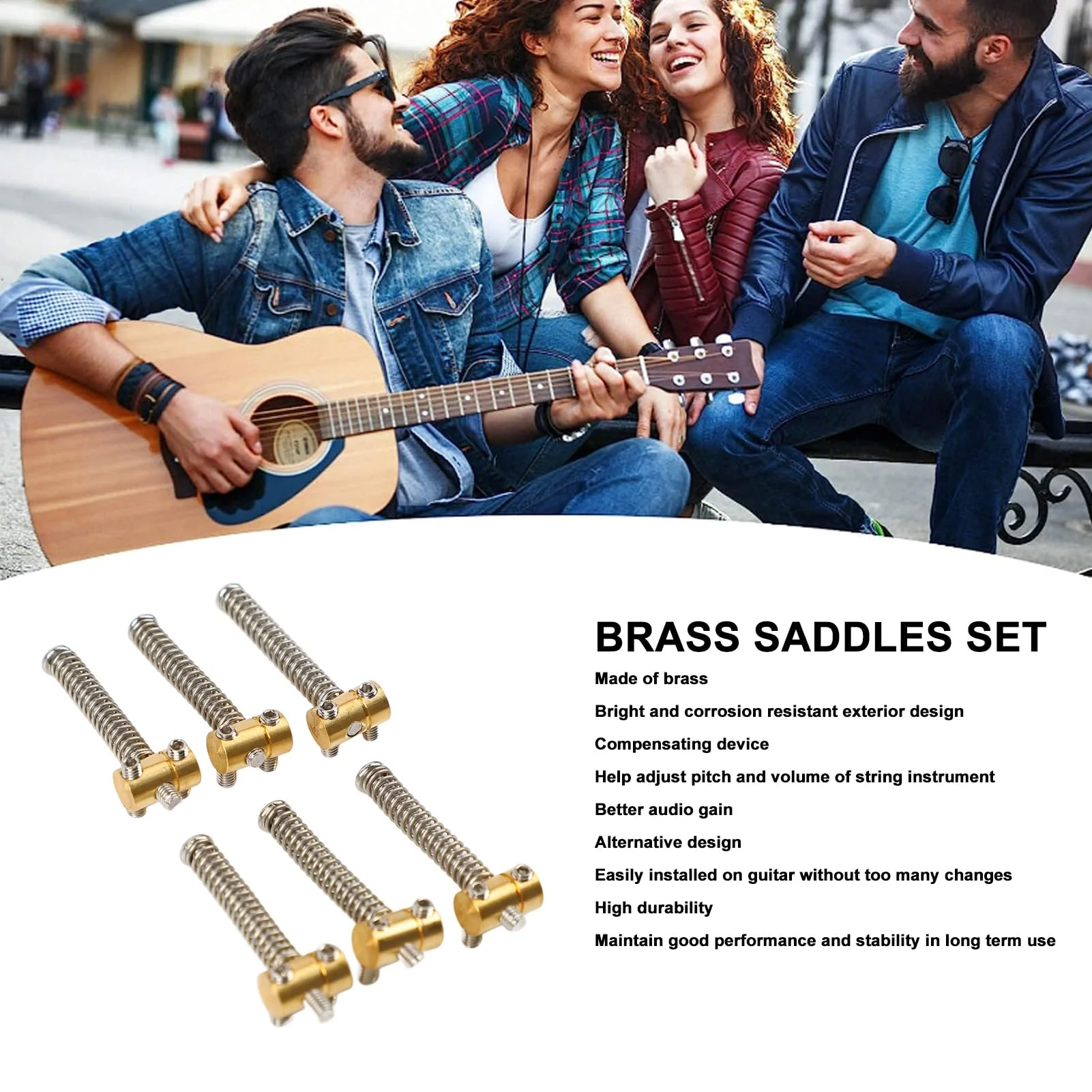 6Pcs Brass Compensated Saddles Guitar Saddles Set for TL Tailpiece Telecaster Electric Guitar Replacement Parts - Image 2