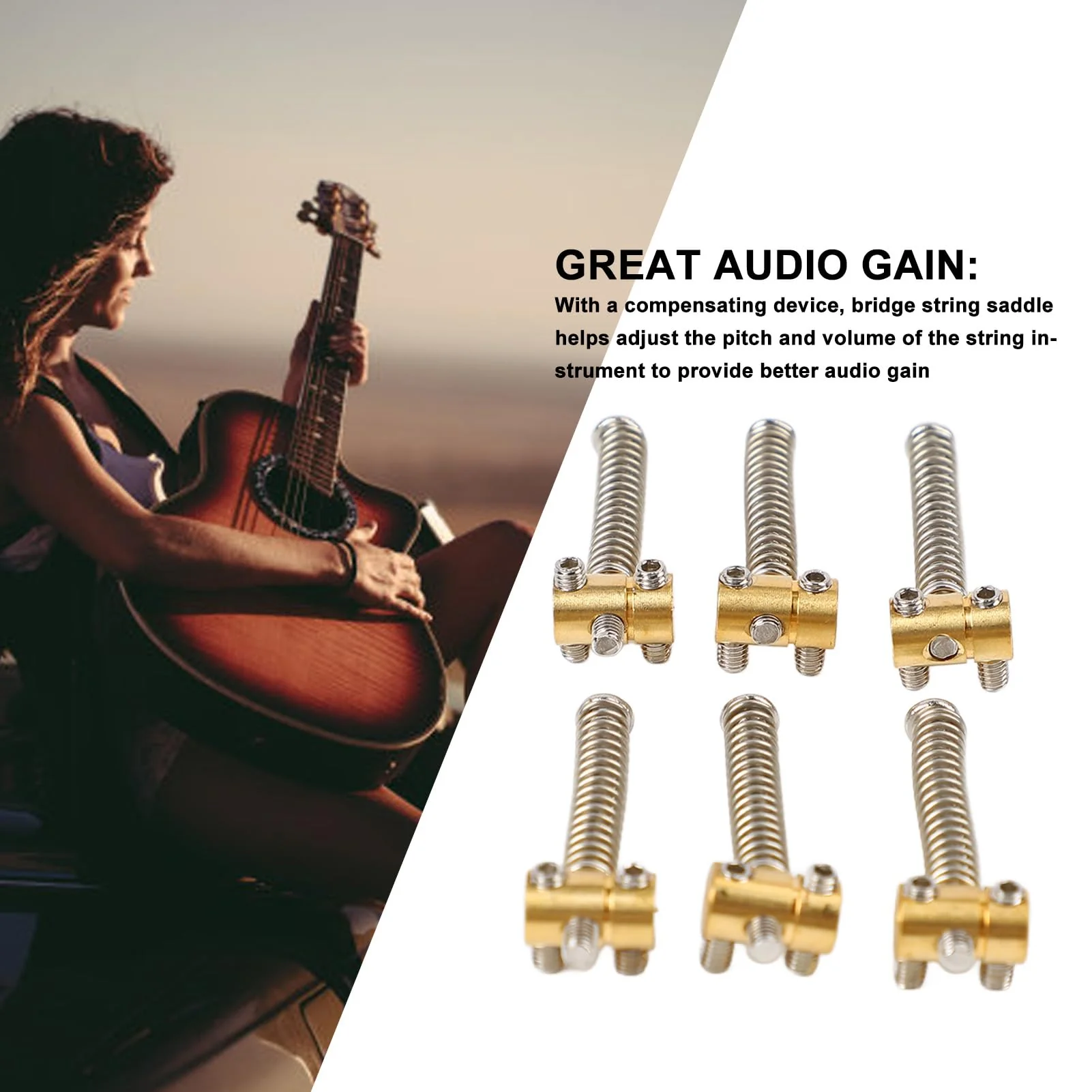 6Pcs Brass Compensated Saddles Guitar Saddles Set for TL Tailpiece Telecaster Electric Guitar Replacement Parts - Image 3
