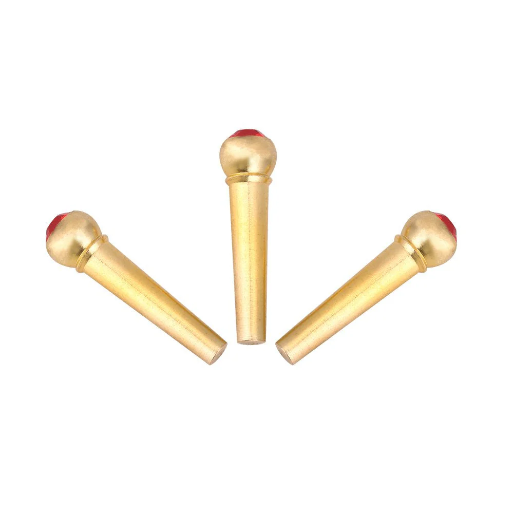 6Pcs Bridge Pin Copper Material Folk Acoustic Guitar Bridge Pin Peg Nail with Colorful Crystal Glass Dot Red - Image 8