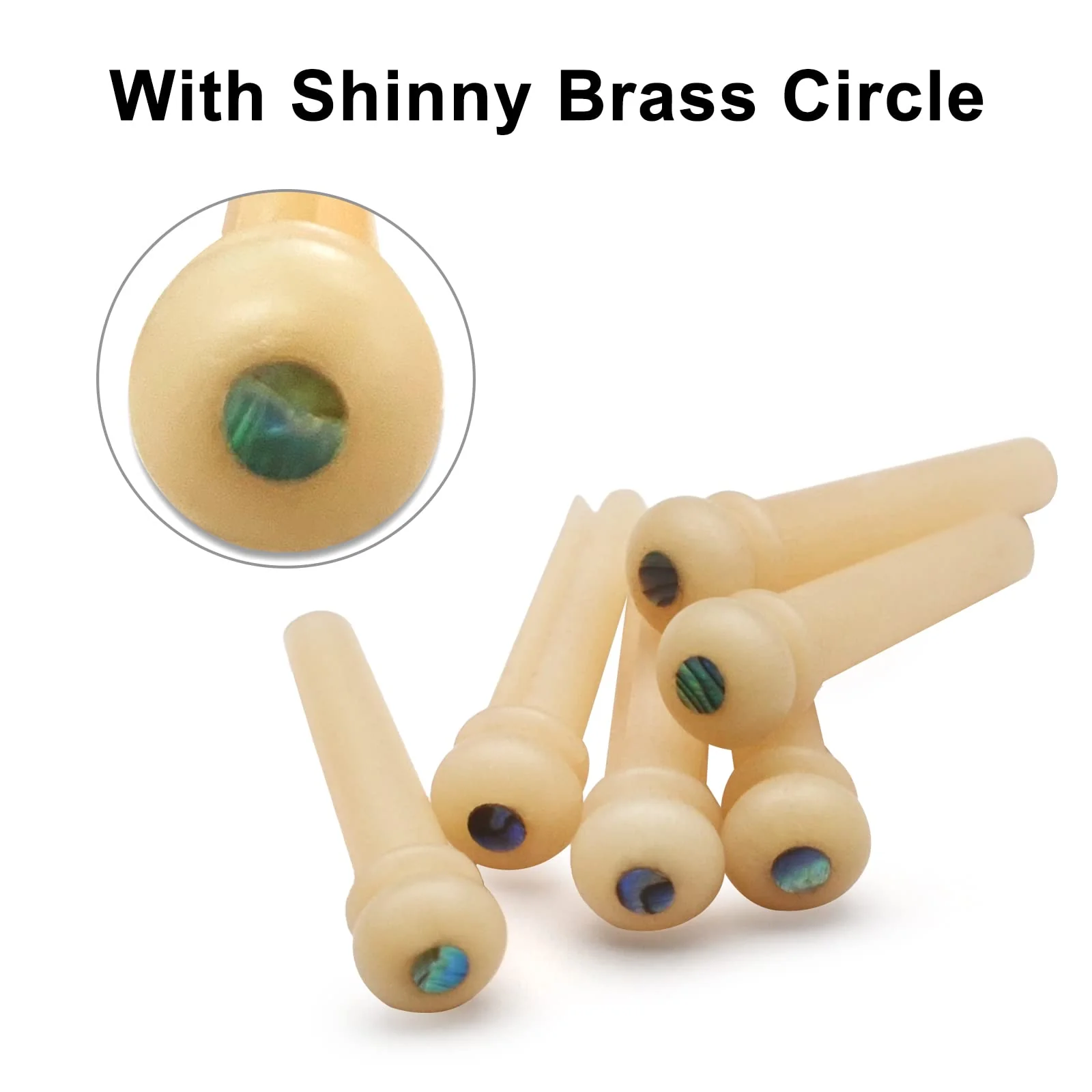 6Pcs Guitar Bone Bridge Pins Natural Bone Color Replacement Parts with Abalone Dot - Image 3