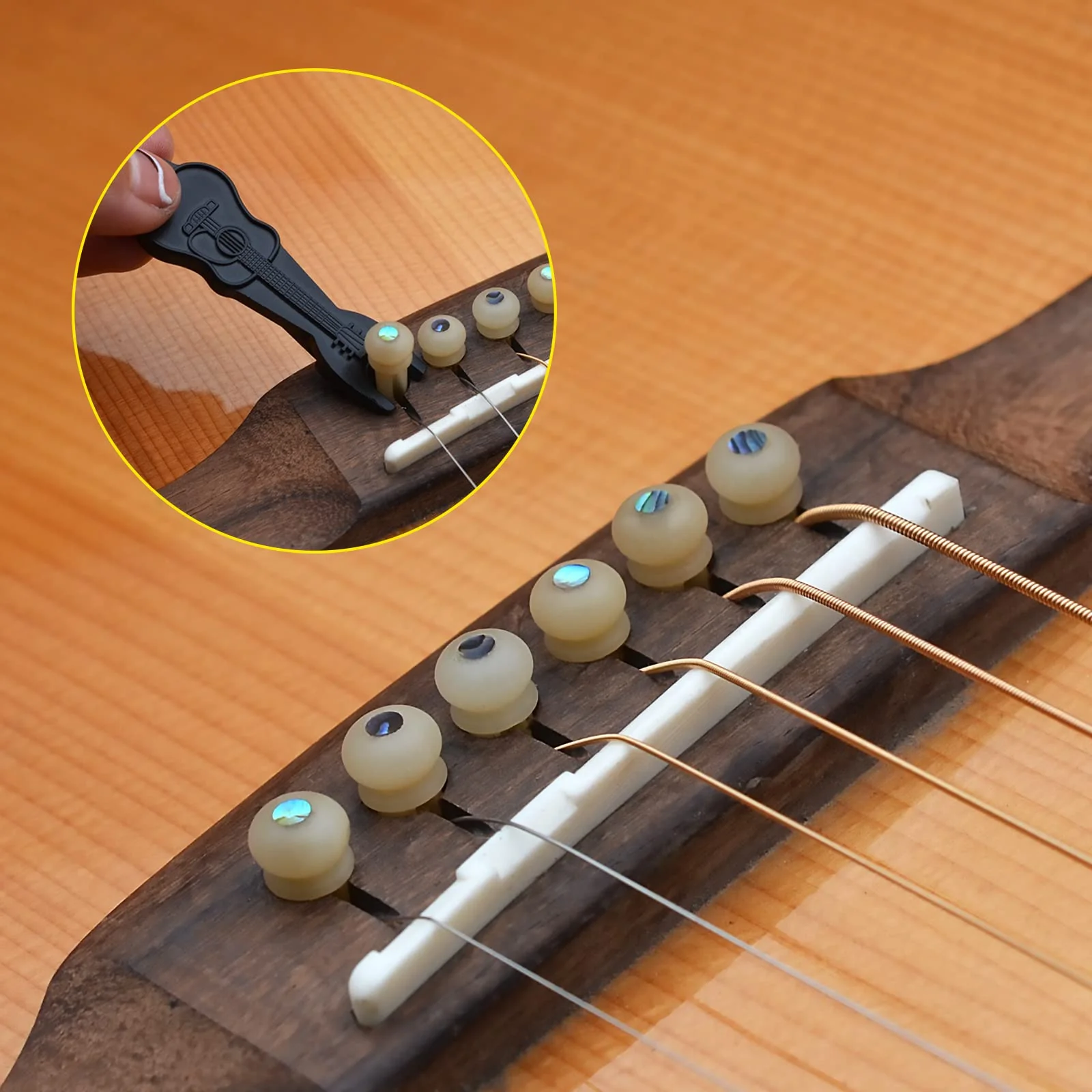 6Pcs Guitar Bone Bridge Pins Natural Bone Color Replacement Parts with Abalone Dot - Image 5