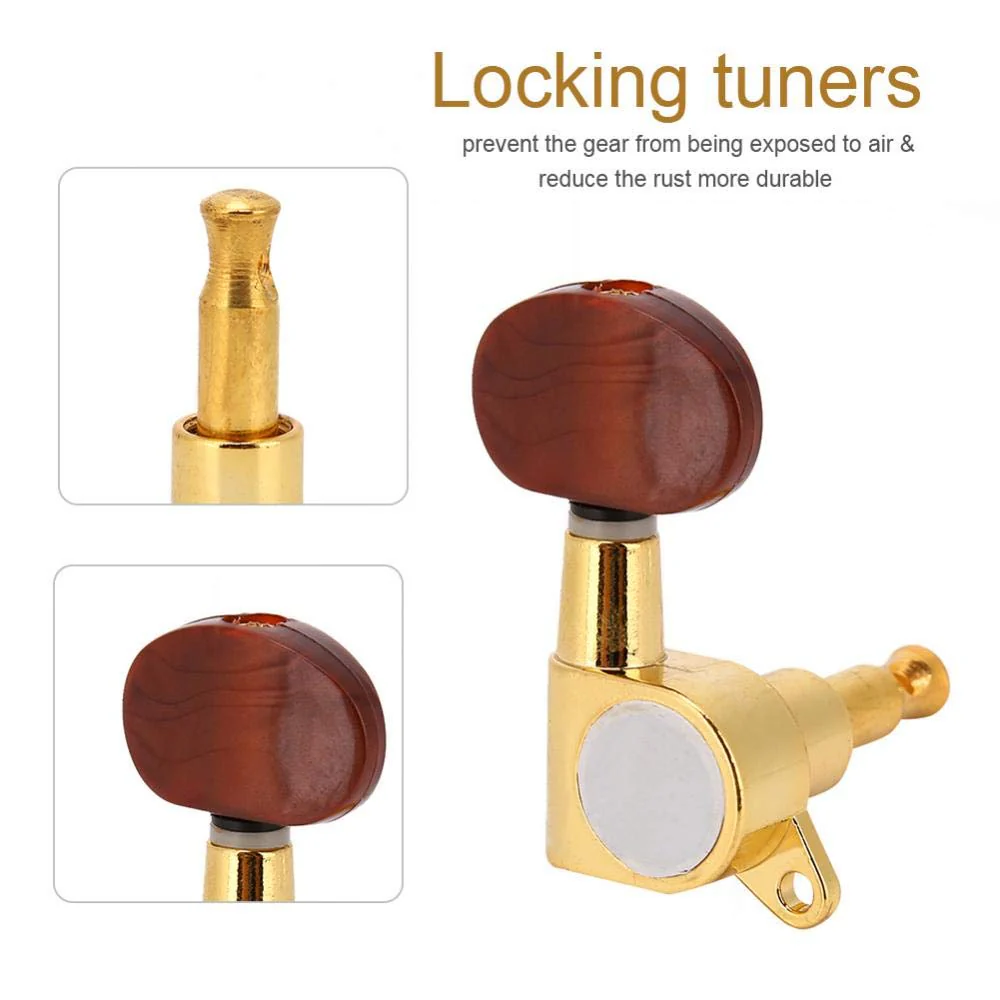 6PCS Guitar Tuning Pegs, Sealed Electric Guitar String Tuning Pegs Keys Machine Head Tuners Set(Gold) Acoustic Tuners Dangelico Tuners Vintage Locking Tuners 6 Inline Guitar Tuner - Image 8
