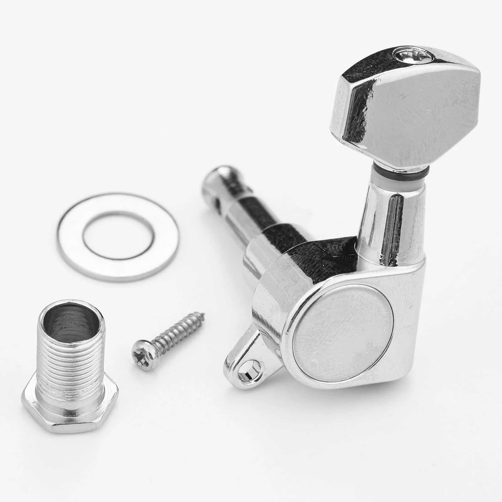 6Pcs Left Hand Sealed Guitar Tuner Pegs,Big Square Electric Guitar String Tuning Pegs Keys Machine Heads for Fender Strat Stratocaster Tele Telecaster/Electric Guitar (Silver) Silver - Image 6
