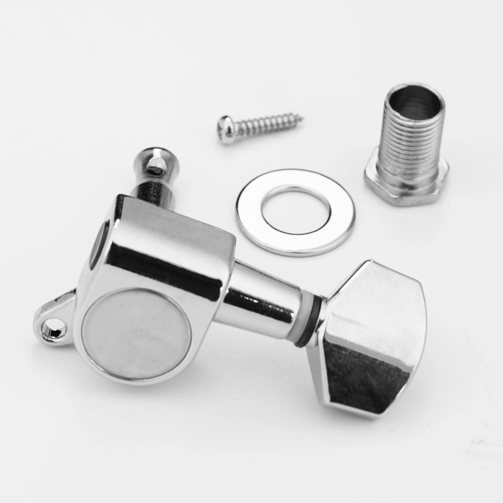 6Pcs Right Hand Sealed Guitar Tuner Pegs,Big Square Electric Guitar String Tuning Pegs Keys Machine Heads for Fender Strat Stratocaster Tele Telecaster/Electric Guitar (Silver) Silver - Image 4