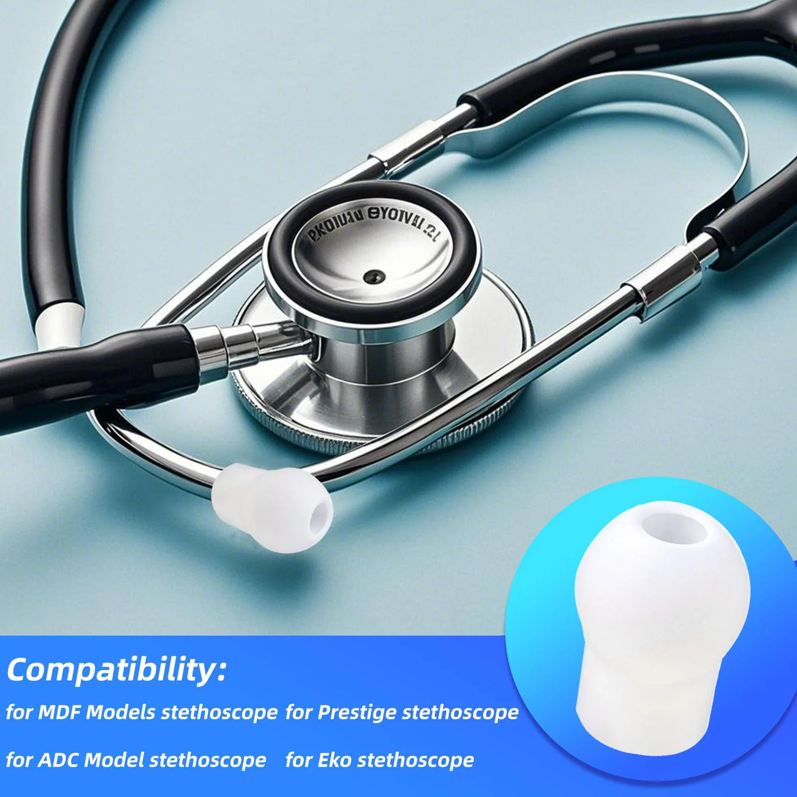 6pcs Stethoscope Ear Pieces Compatible with MDF & EKO & ADC, Superior Comfort & Noise Reduction Earbuds Silicone Earplugs Stethoscope Ear Tips Replacement for Nurses Doctors Gifts (White) - Image 4