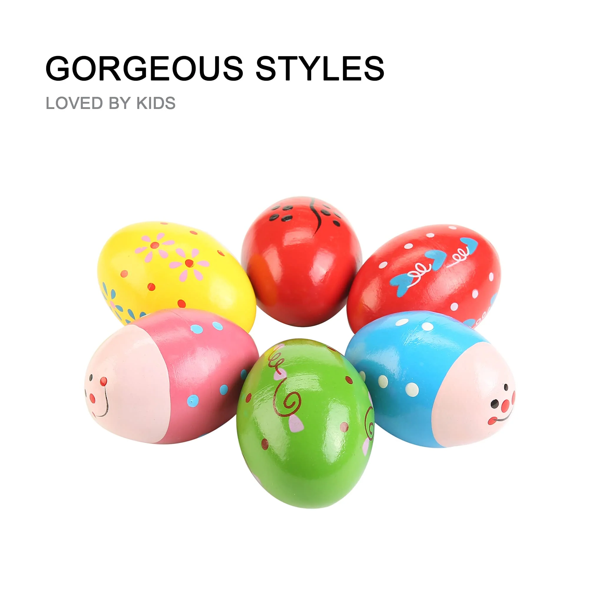 6Pcs Wooden Egg Shakers Hand Musical Maracas Percussion Instruments Multicolour 6 Pcs - Image 2