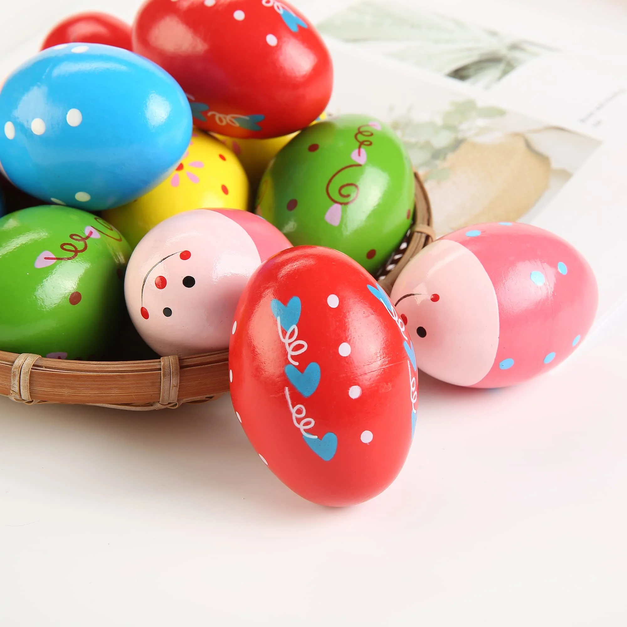 6Pcs Wooden Egg Shakers Hand Musical Maracas Percussion Instruments Multicolour 6 Pcs - Image 5