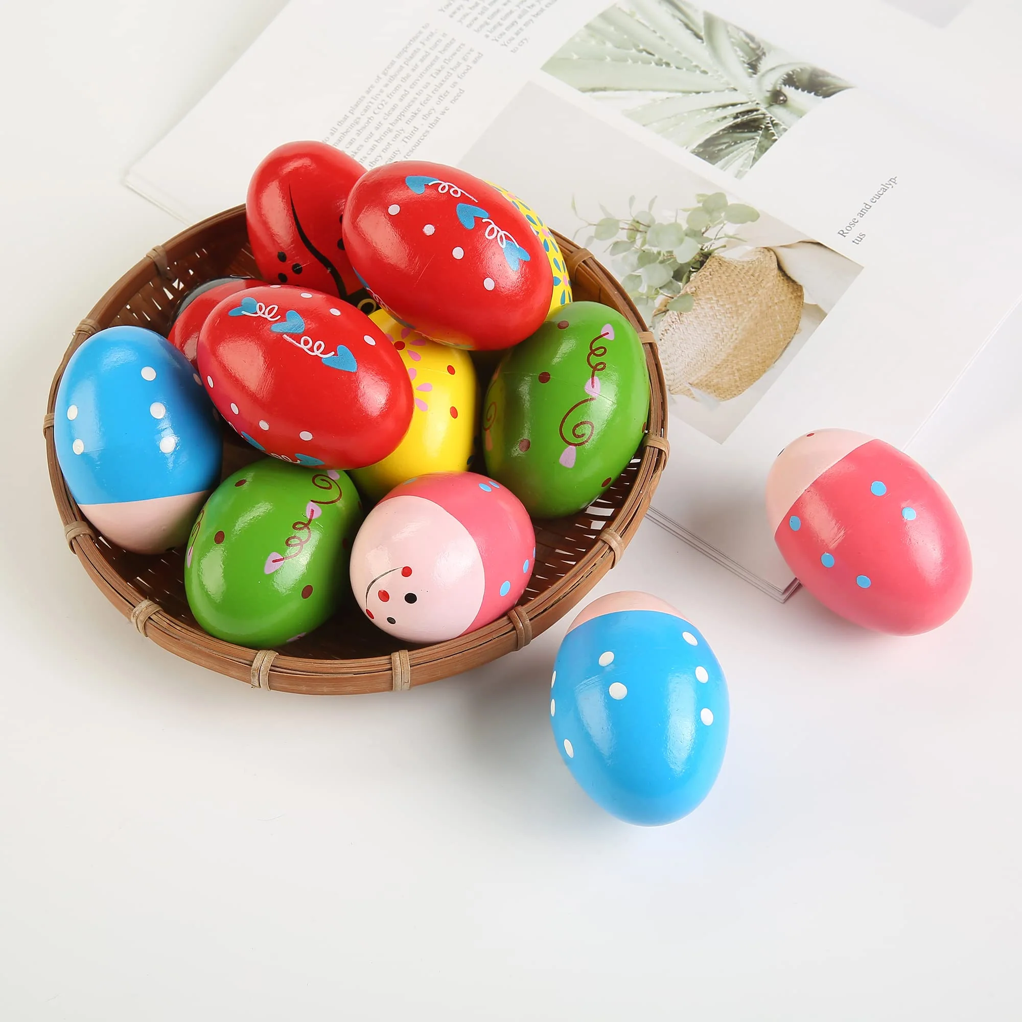 6Pcs Wooden Egg Shakers Hand Musical Maracas Percussion Instruments Multicolour 6 Pcs - Image 6