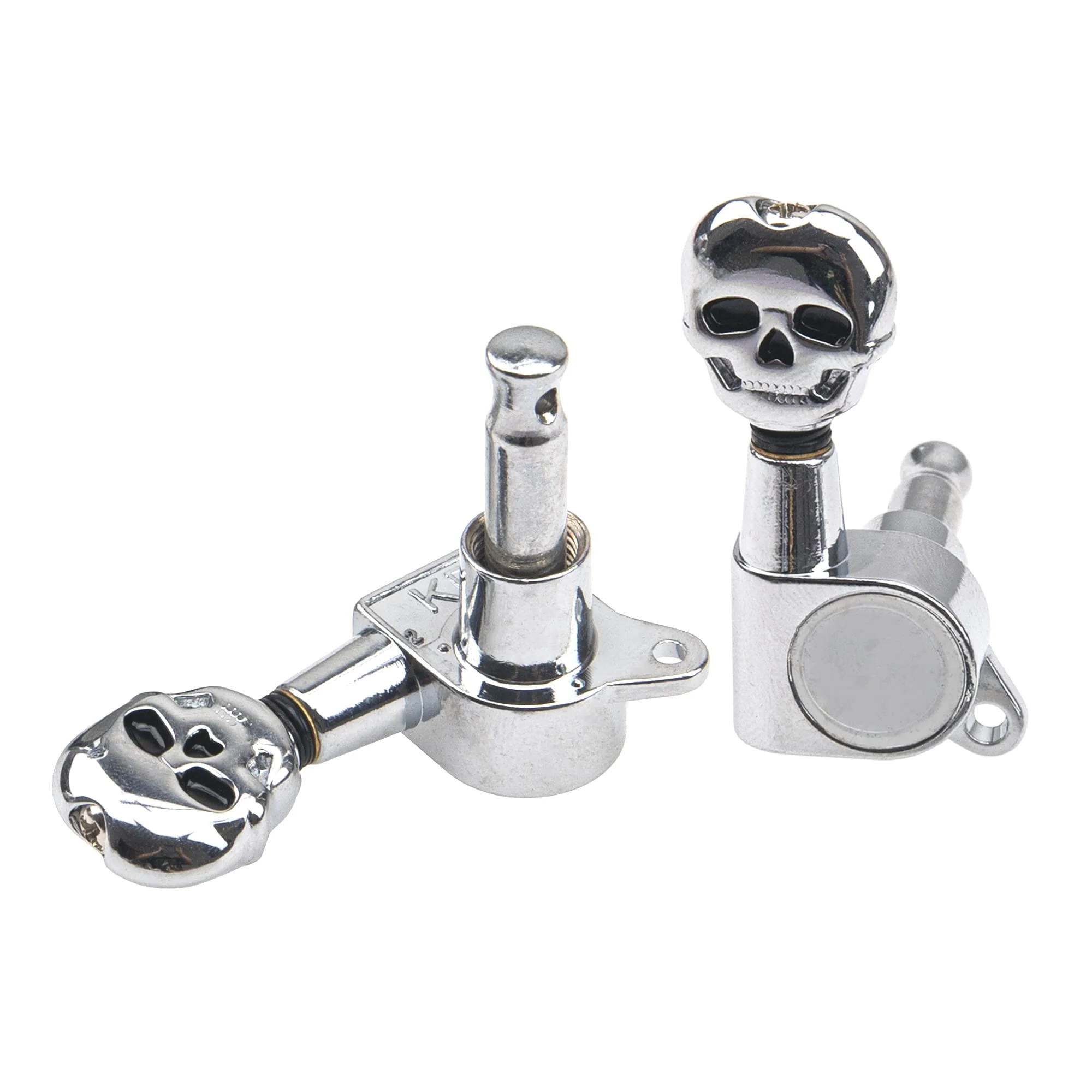 6Pcs Yootones 3L3R Skull Guitar Sealed-gear Tuning Pegs Machine Head Knobs Machine Head Tuners Compatible with Electric Guitar Acoustic Guitar Parts (Silver) - Image 4