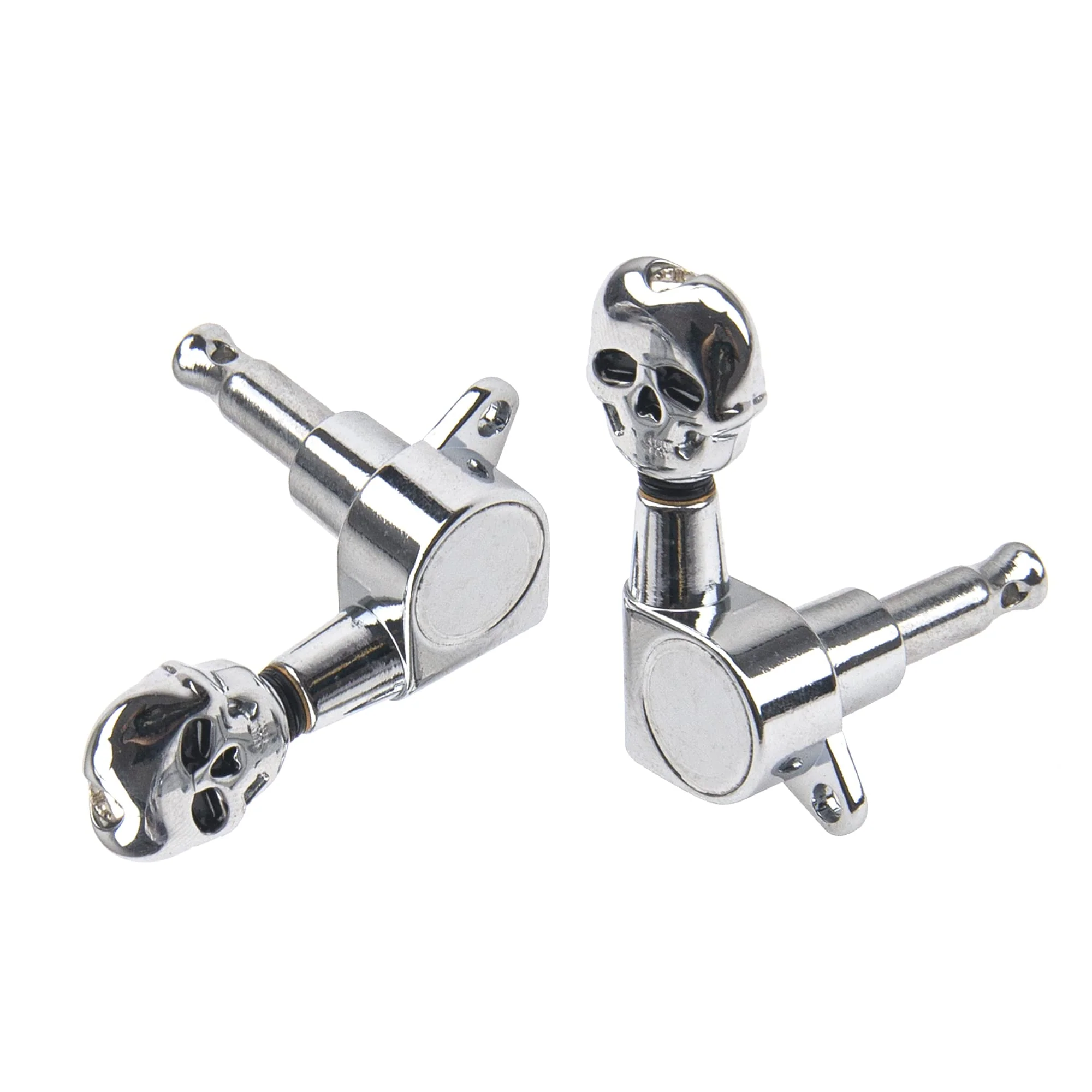 6Pcs Yootones 3L3R Skull Guitar Sealed-gear Tuning Pegs Machine Head Knobs Machine Head Tuners Compatible with Electric Guitar Acoustic Guitar Parts (Silver) - Image 5