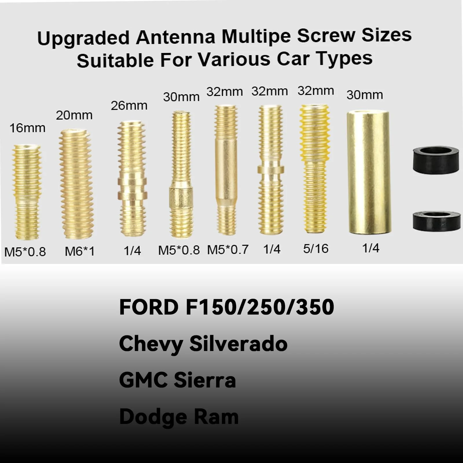 7.8in Car Truck Bullet Antenna 50 Cal Bullet Antenna Truck Accessories Universal Replacement for GMC Sierra 1500 Chevy Dodge Ram Silverado 1500 2500 3500 Ford F150 F250 F350(Blue, 7.8inch) Blue - Image 3