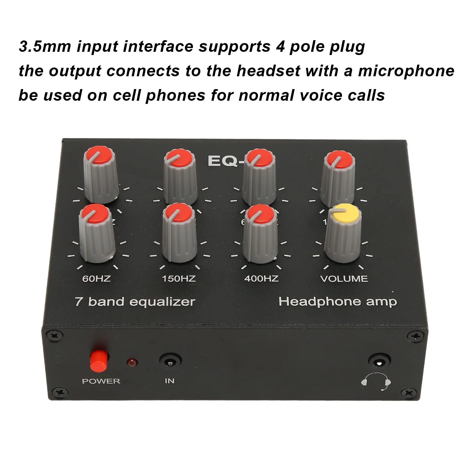 7 Band Sound Equalizer, Output Input, 12dB High Bass Adjustment, Two channel Digital Equalizer, 3.5mm Interface, for Recording, Streaming, Podcasting - Image 4