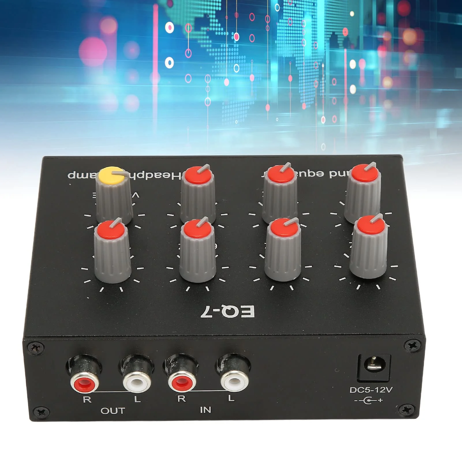7 Band Sound Equalizer with 3.5mm Interface, Dual Channel Digital Equalizer, Aluminum Alloy Material for Car Stereo System - Image 4